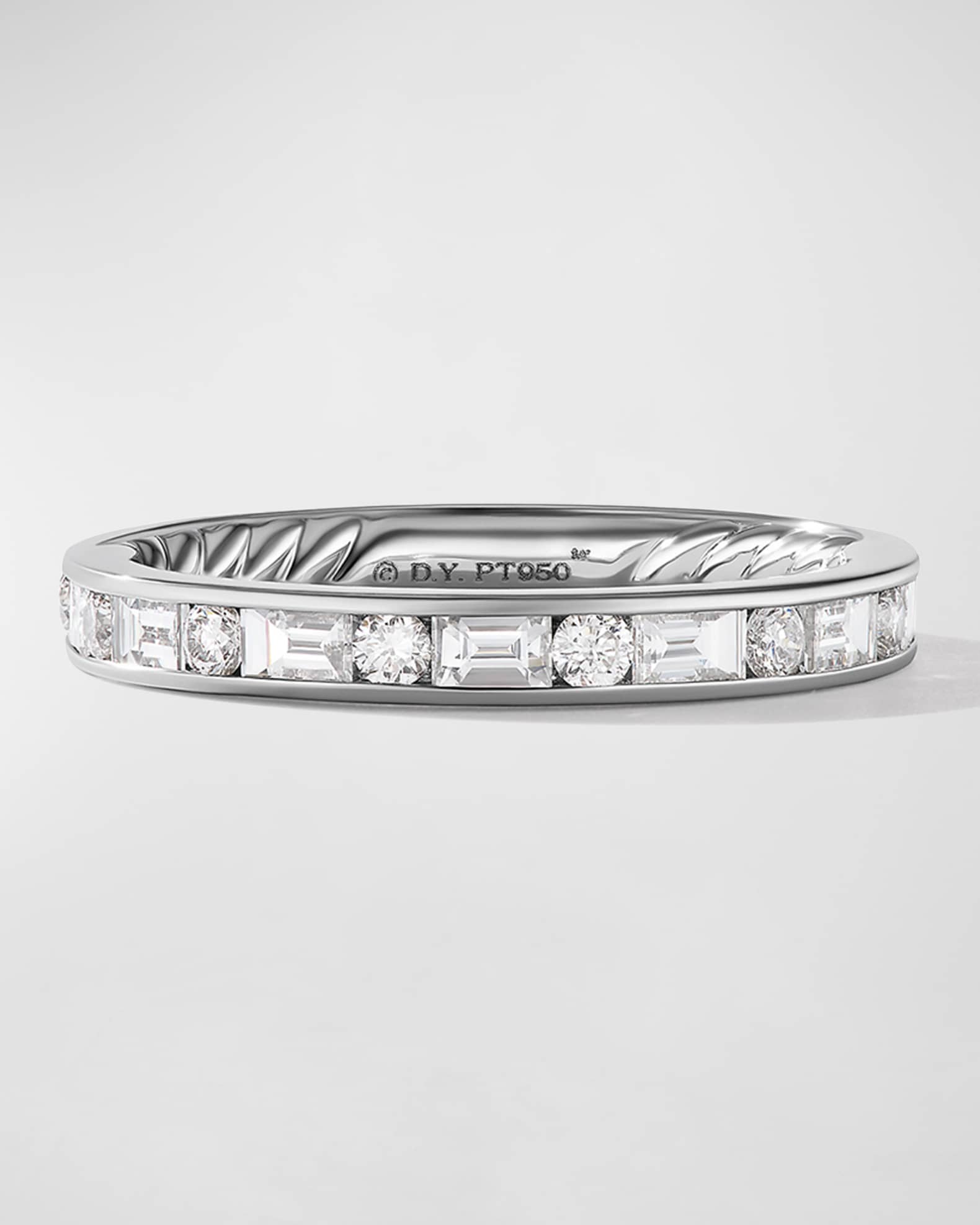 Eden Alternating Baguette Diamond Wedding Band Ring in Platinum