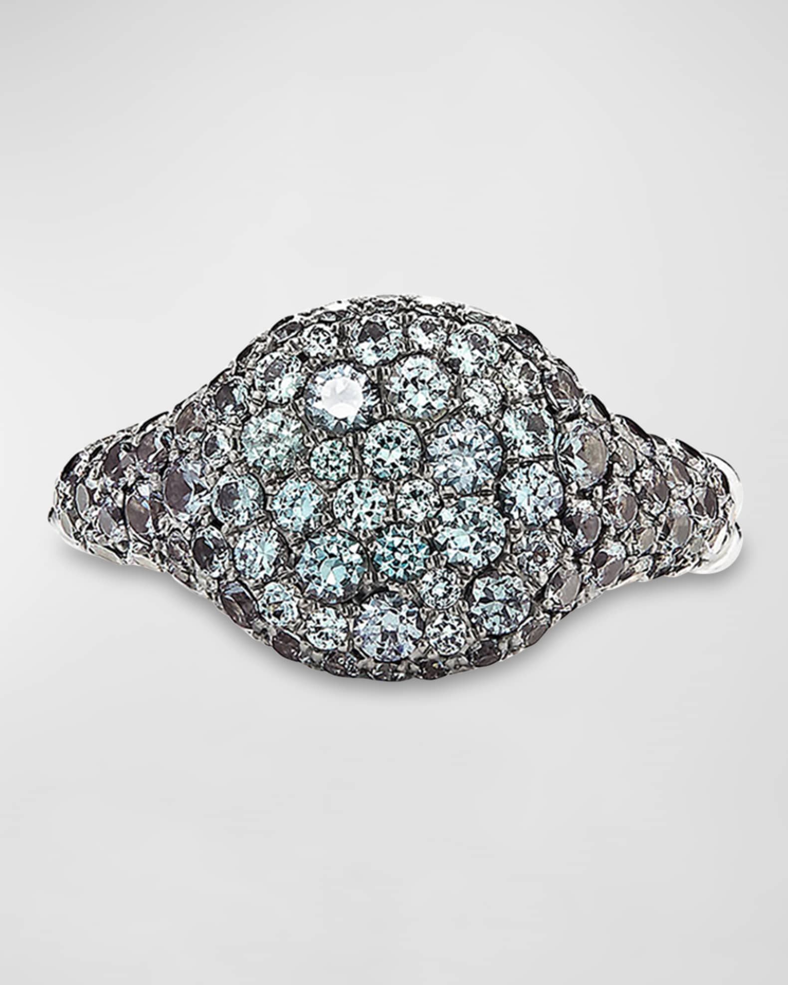 Mini Chevron Pave Garnet Pinky Ring in 18k White Gold 1