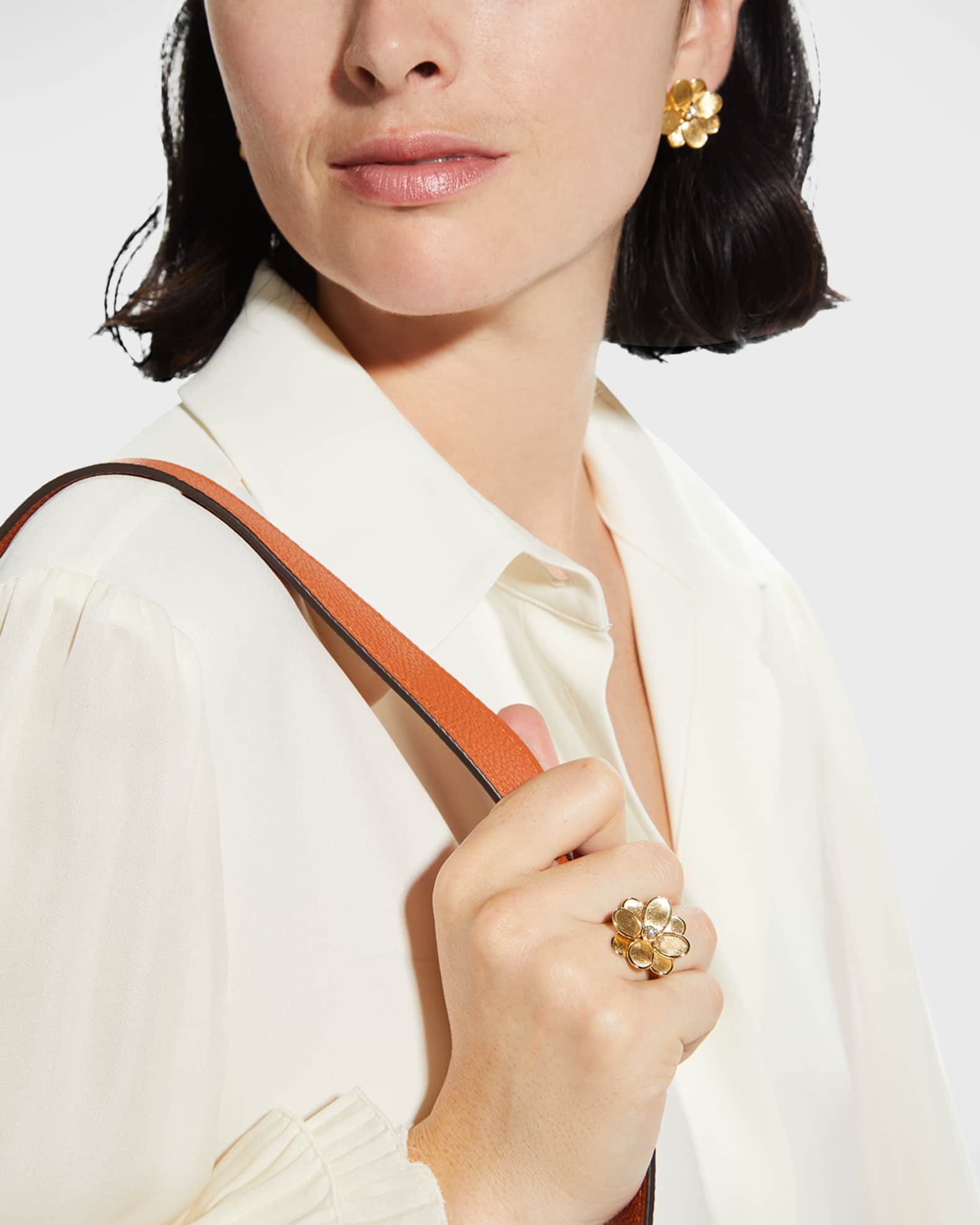Marco Bicego Petali 18K Yellow Gold Flower Ring with Diamond