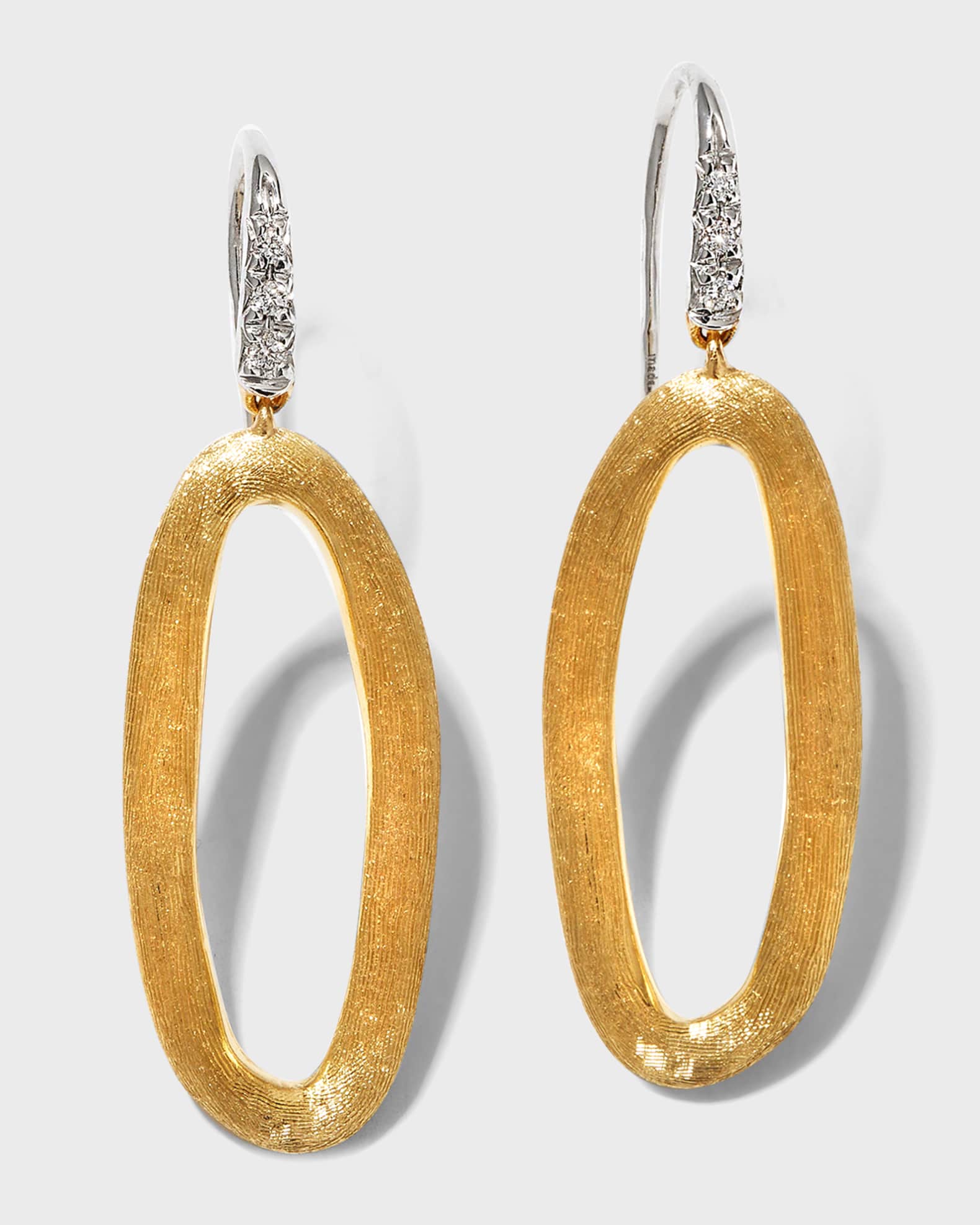 Jaipur Link 18K Yellow & White Gold Oval Link Diamond Hook Earrings 0