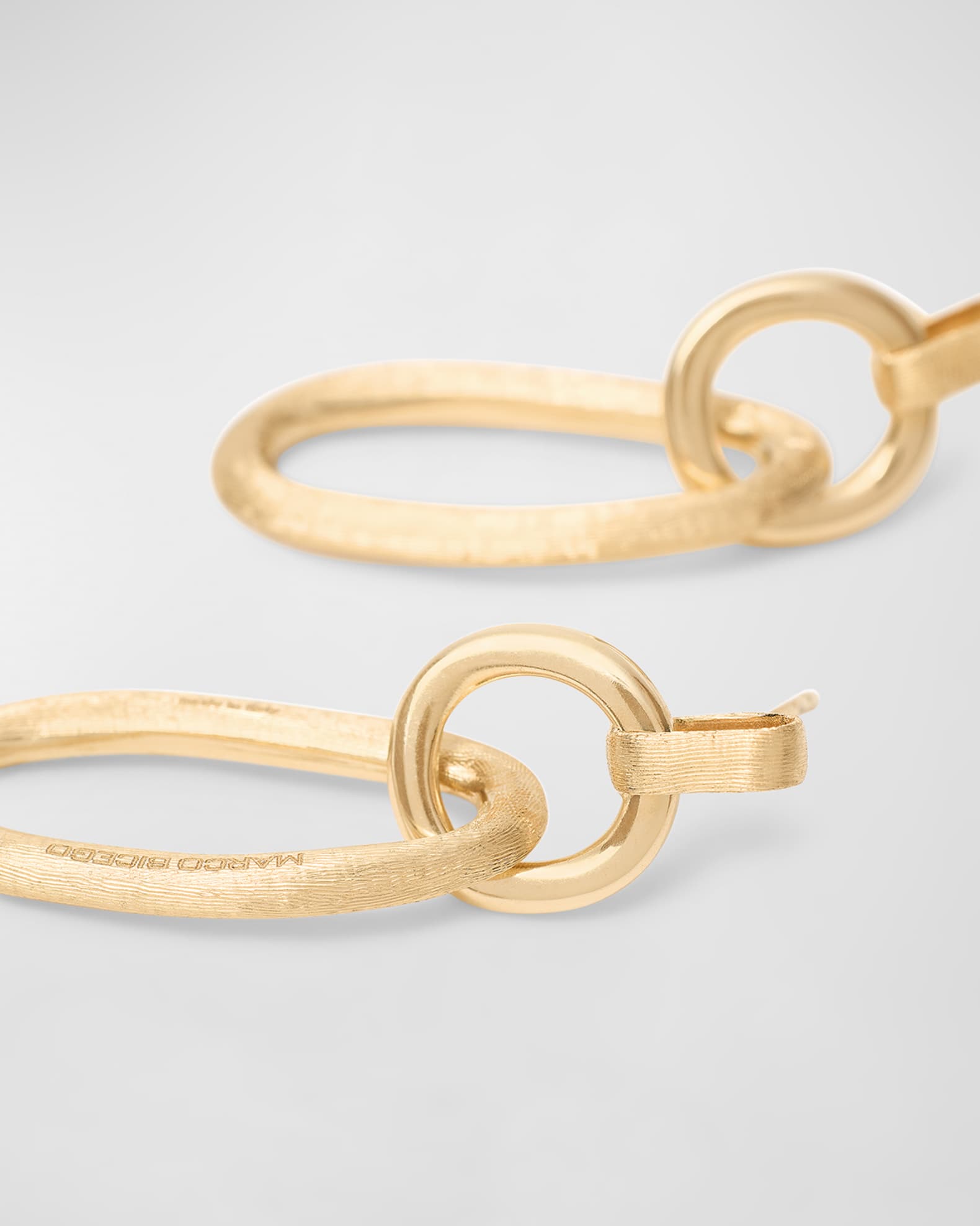 18K Yellow Gold Polished and Engraved Link Drop Earrings 1