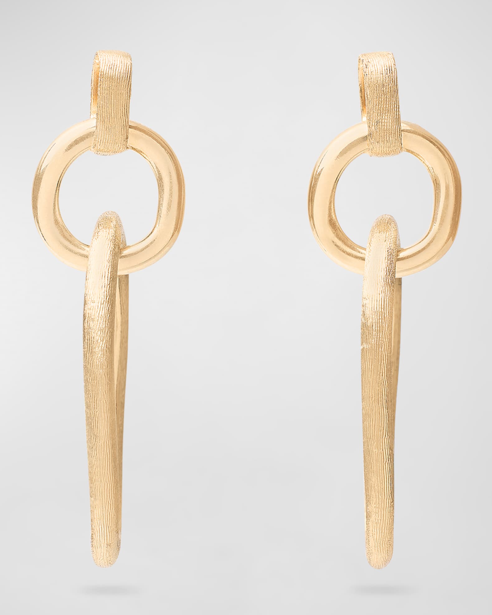 18K Yellow Gold Polished and Engraved Link Drop Earrings 0