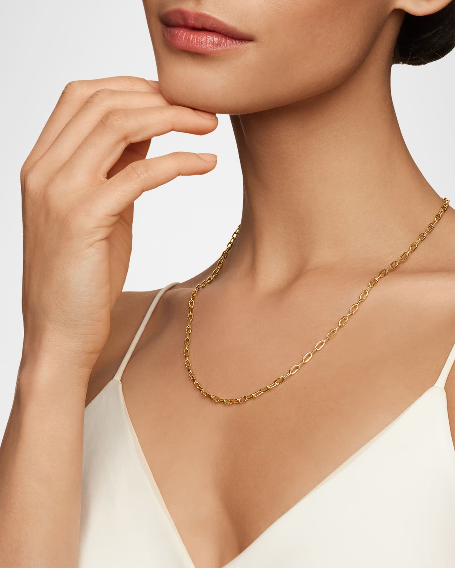 Madison Thin Chain Link Necklace in 18K Gold 1