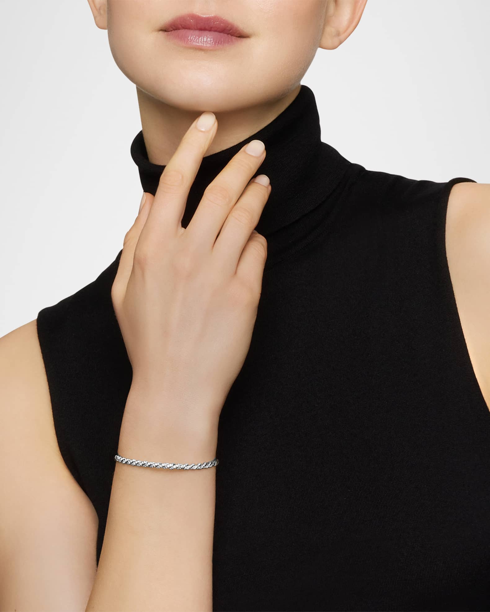 Sculpted Cable Flex Bracelet in 18K White Gold, 3.5mm 1