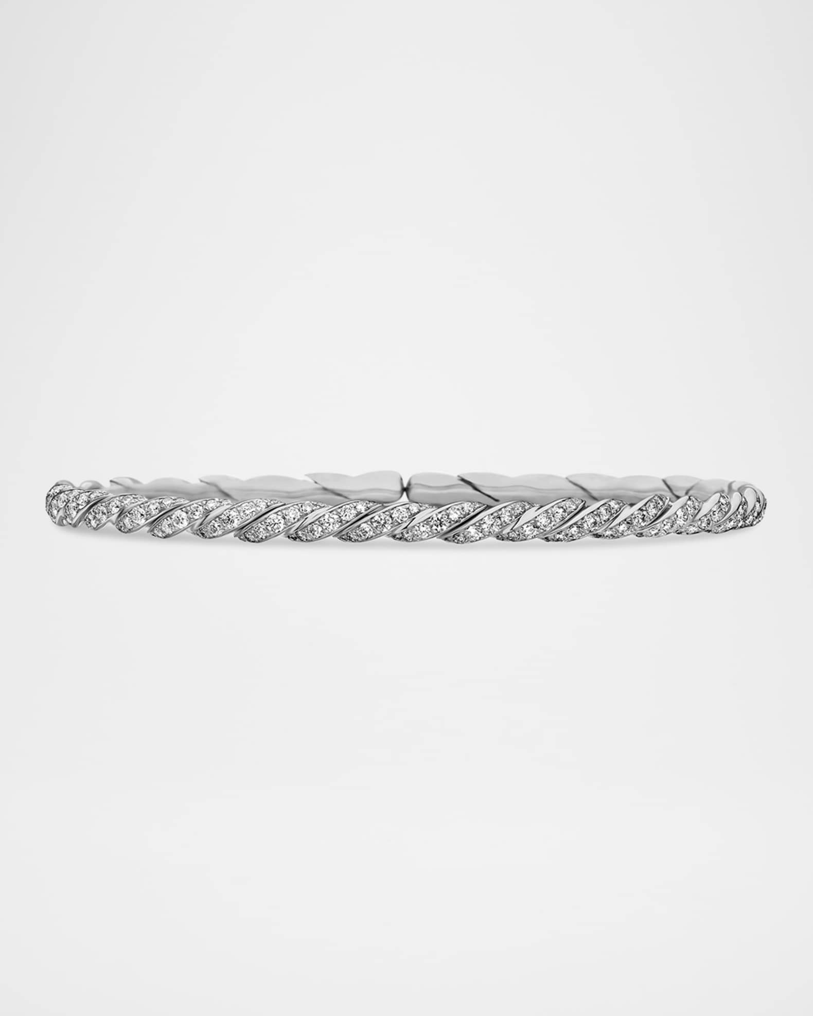 Sculpted Cable Flex Bracelet in 18K White Gold, 3.5mm 0