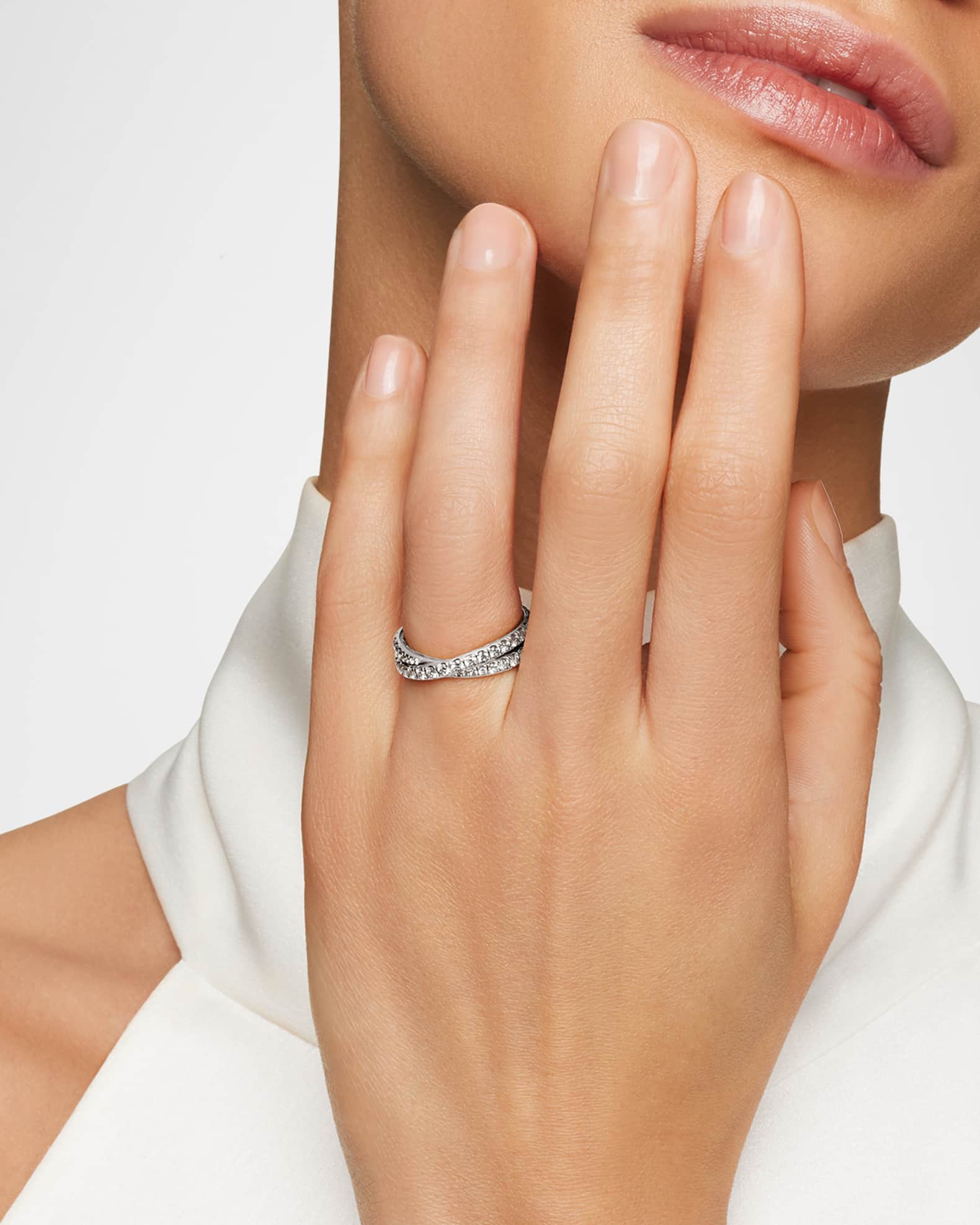 DY Crossover Band Ring with Diamonds in Platinum, 5.2mm 1