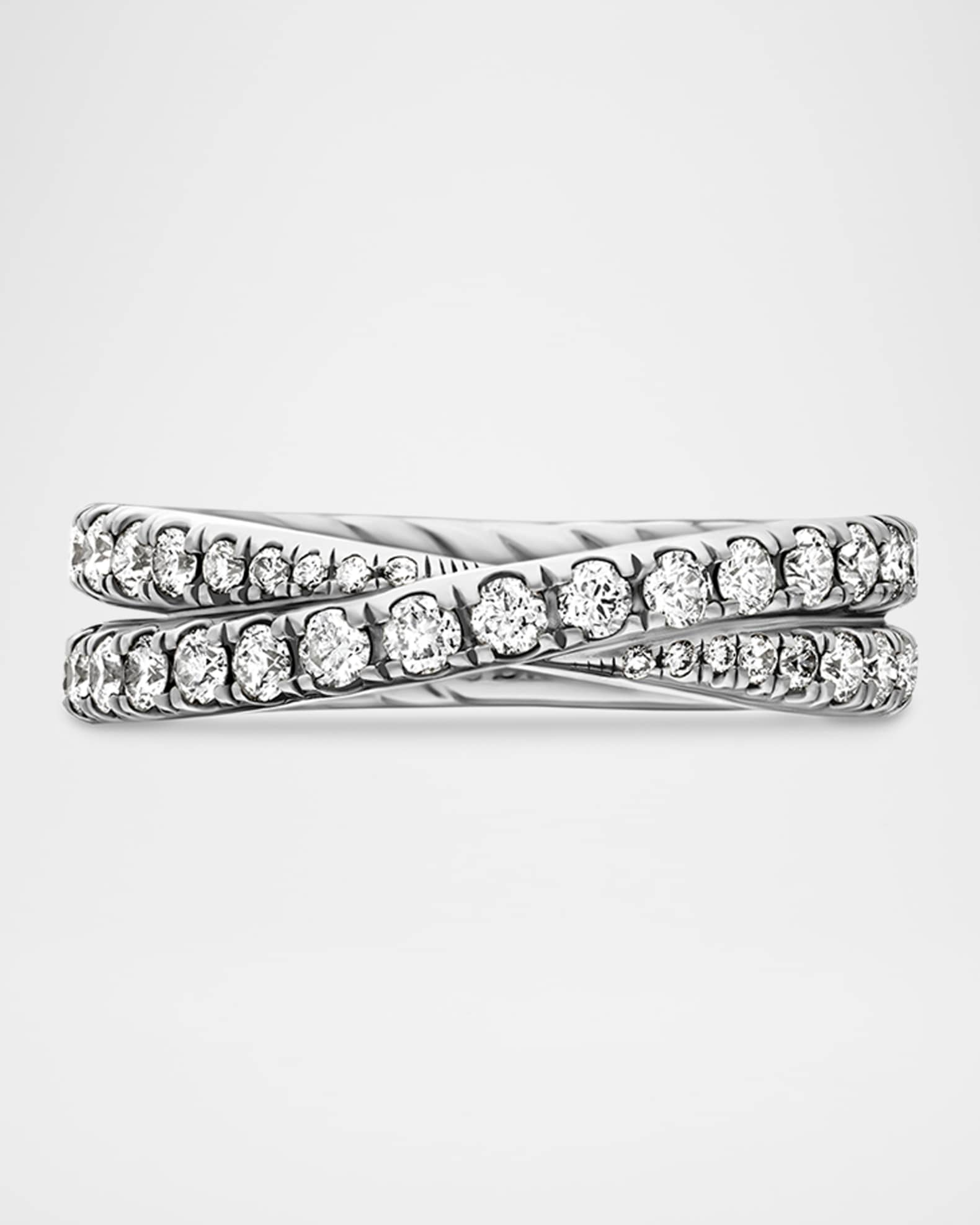 DY Crossover Band Ring with Diamonds in Platinum, 5.2mm 0