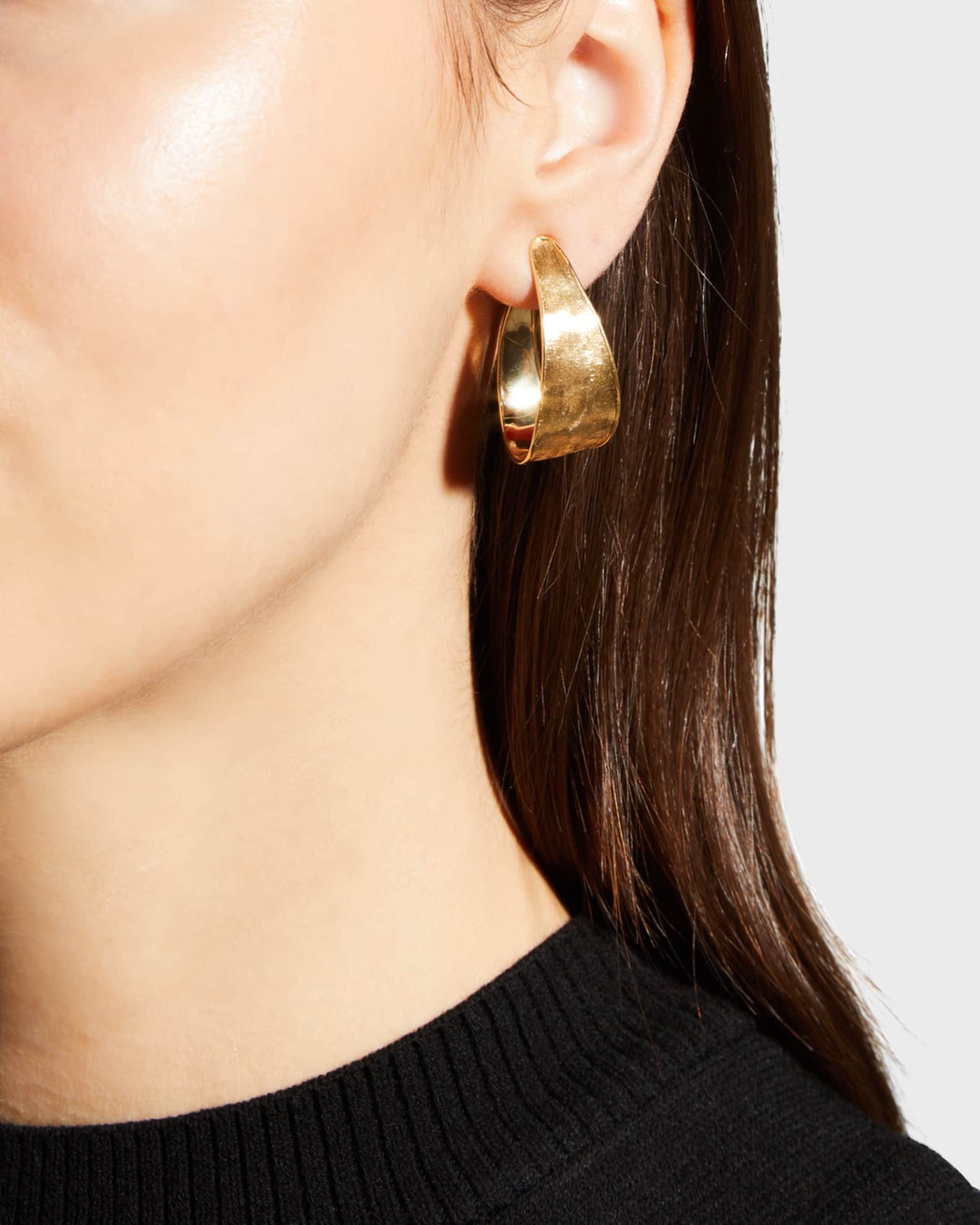 18K Lunaria Yellow Gold Small Hoop Earrings 1