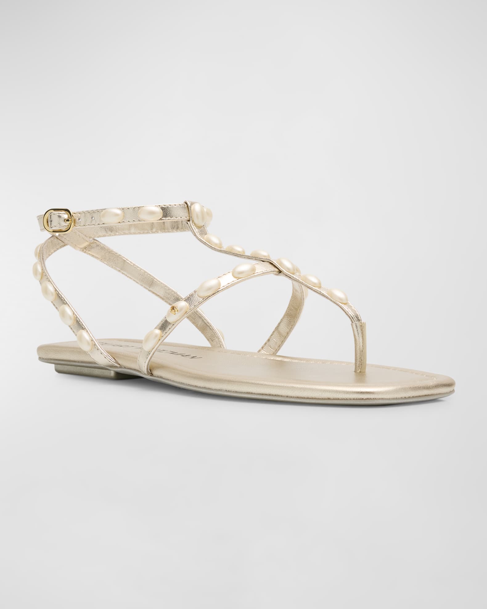 Shimmering Metallic T-Strap Sandals main image 0