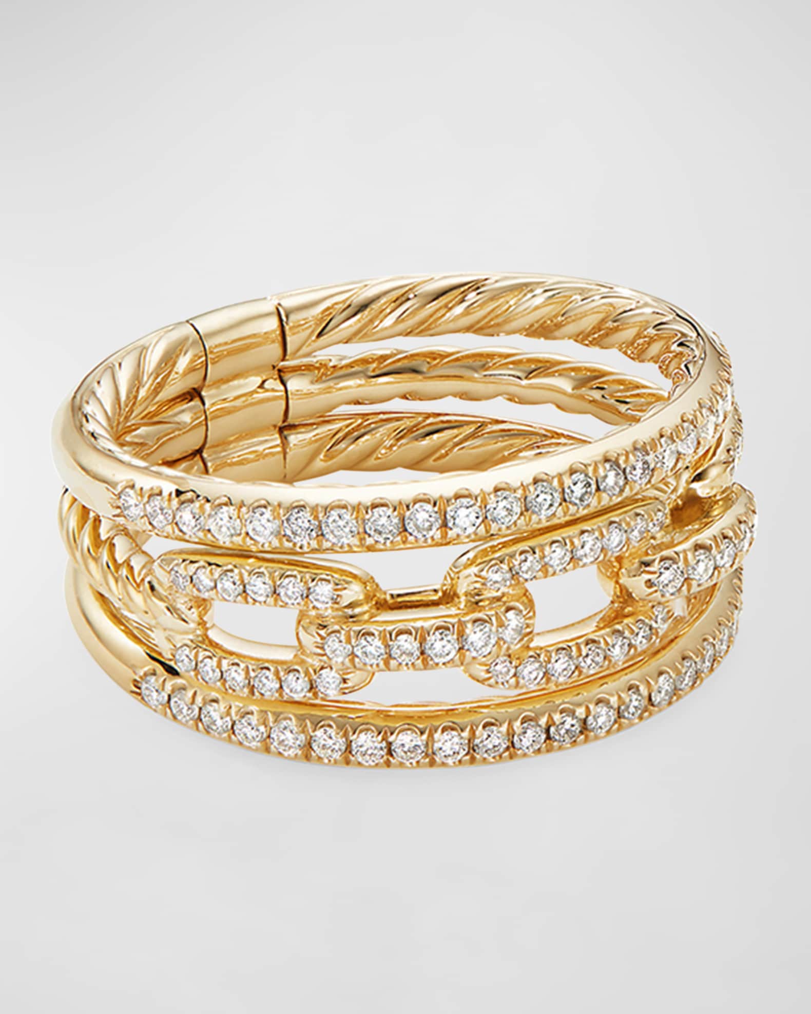 David Yurman Stax 18k Yellow Gold Diamond 3-Row Ring, Size 7 | Neiman ...