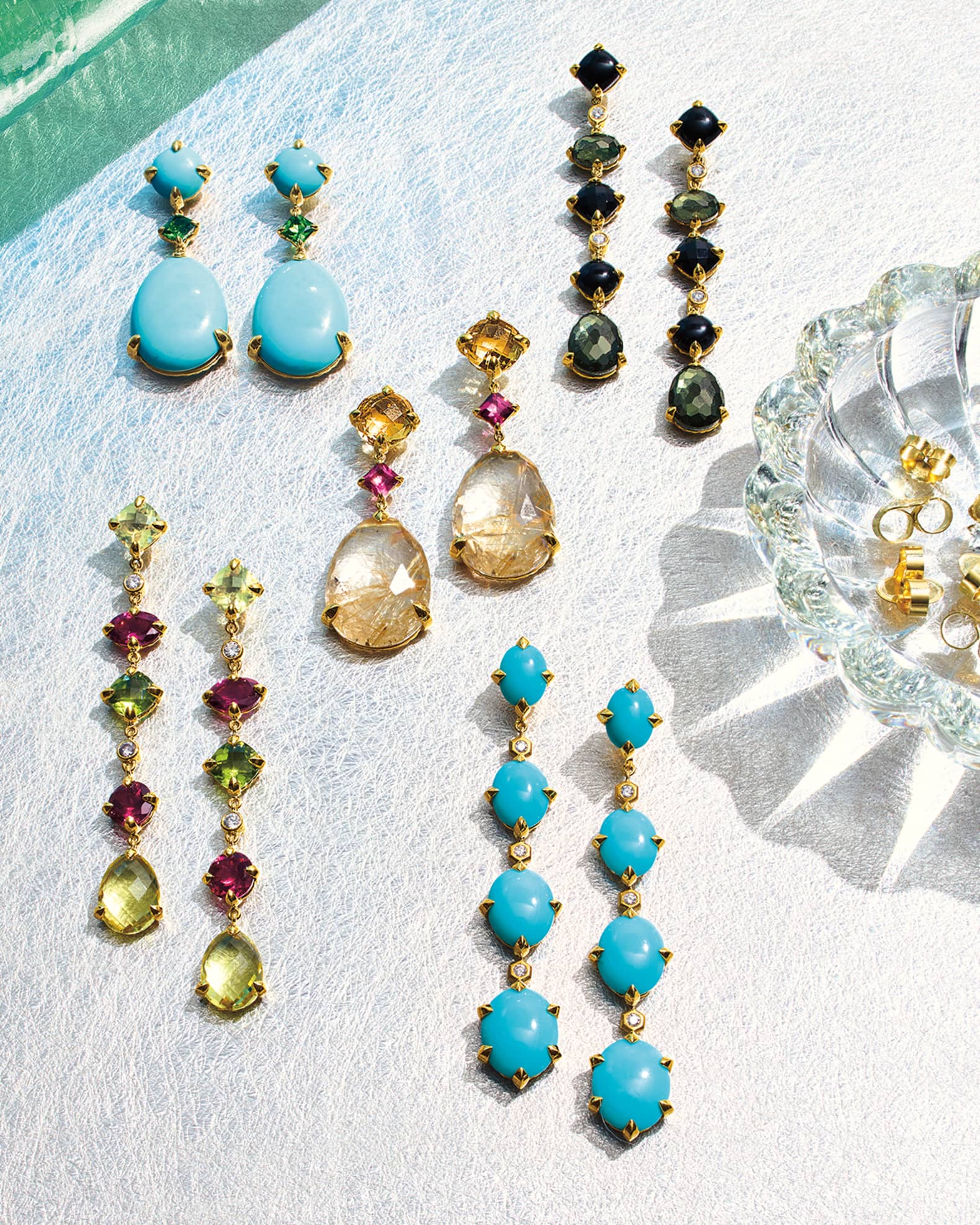 David Yurman Chatelaine Drop Earrings with Gemstones in 18K Gold