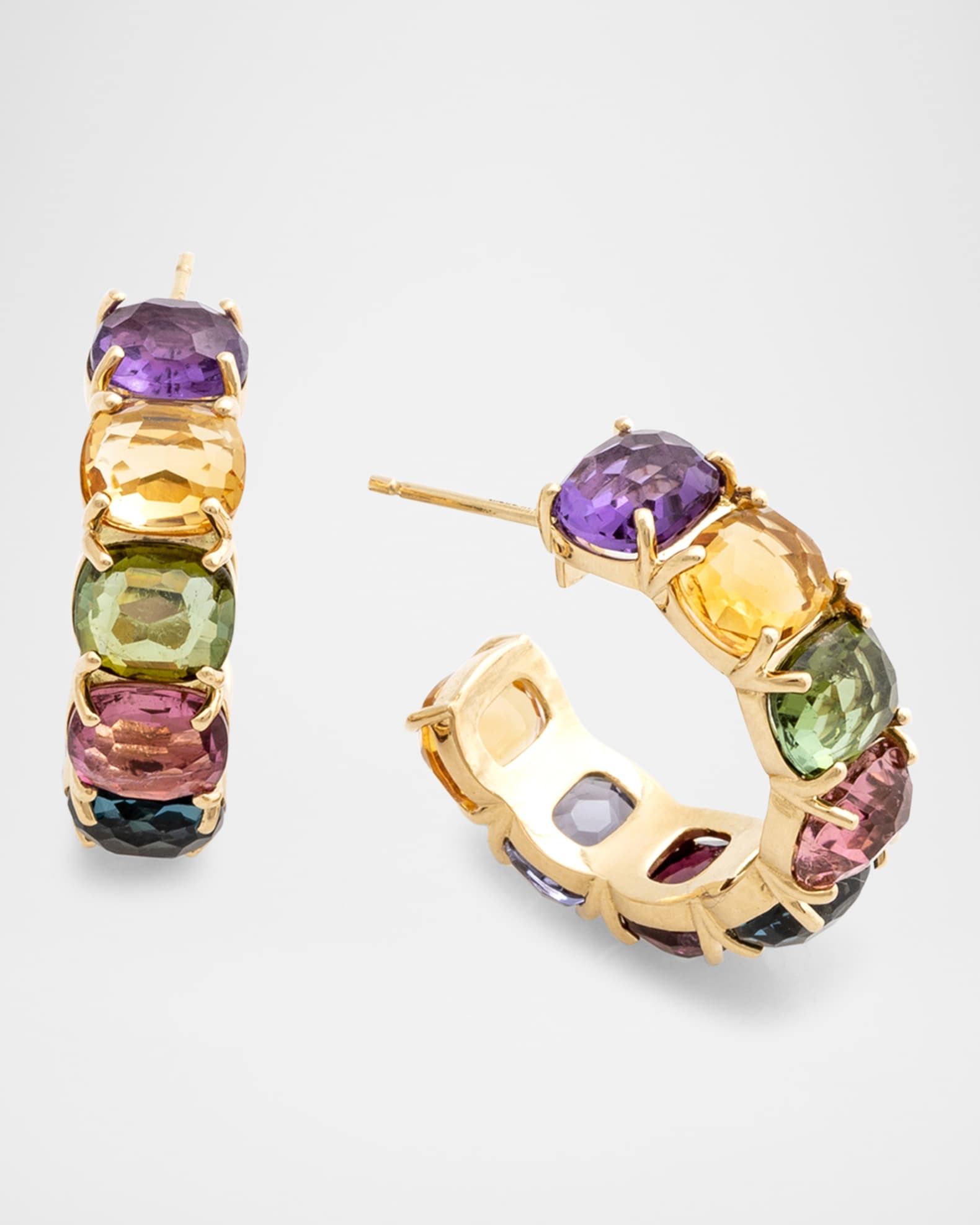 18K Yellow Gold Murano Gemstone Hoop Earrings