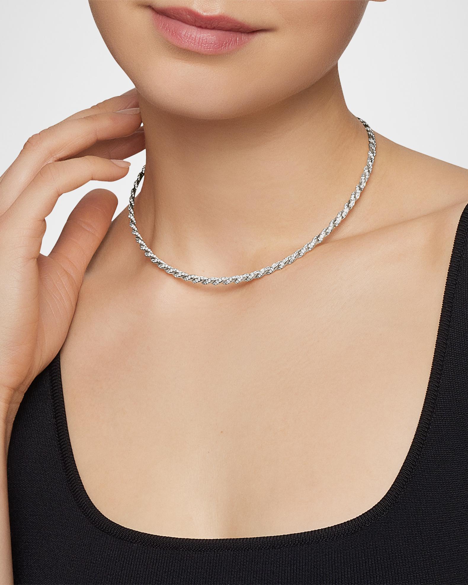 David Yurman Sculpted Cable Flex Necklace in 18K White Gold, 3.7mm