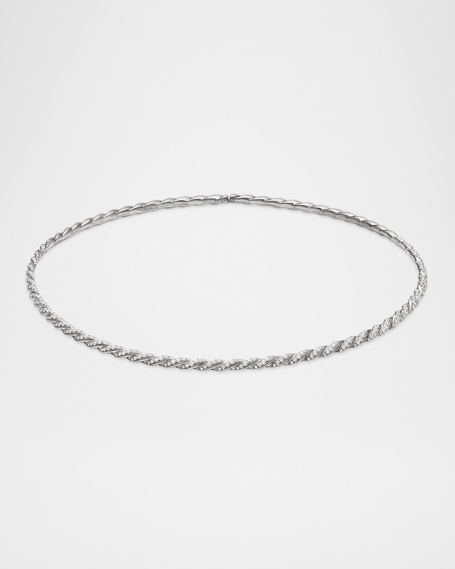 David Yurman Sculpted Cable Flex Necklace in 18K White Gold, 3.7mm