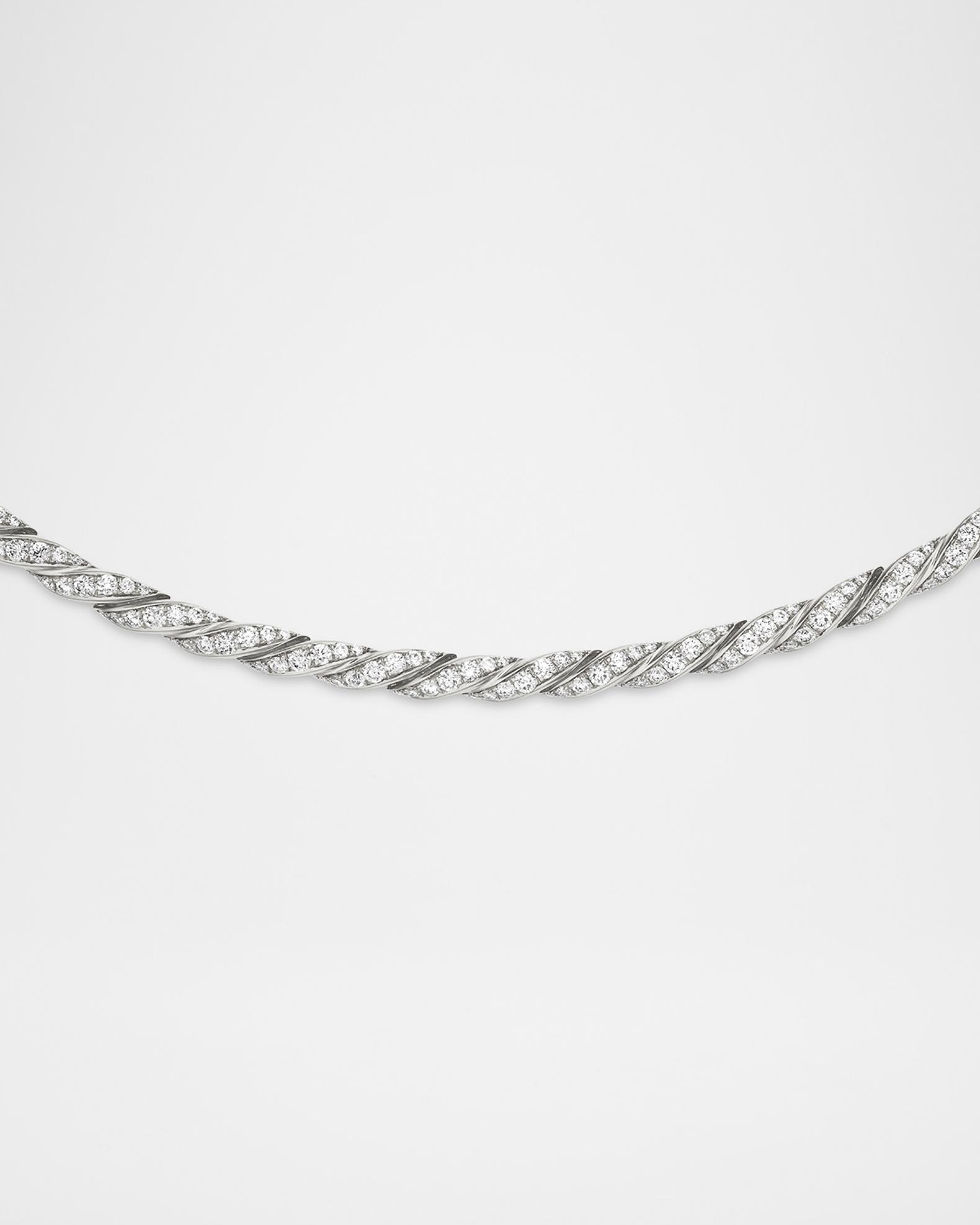 David Yurman Sculpted Cable Flex Necklace in 18K White Gold, 3.7mm