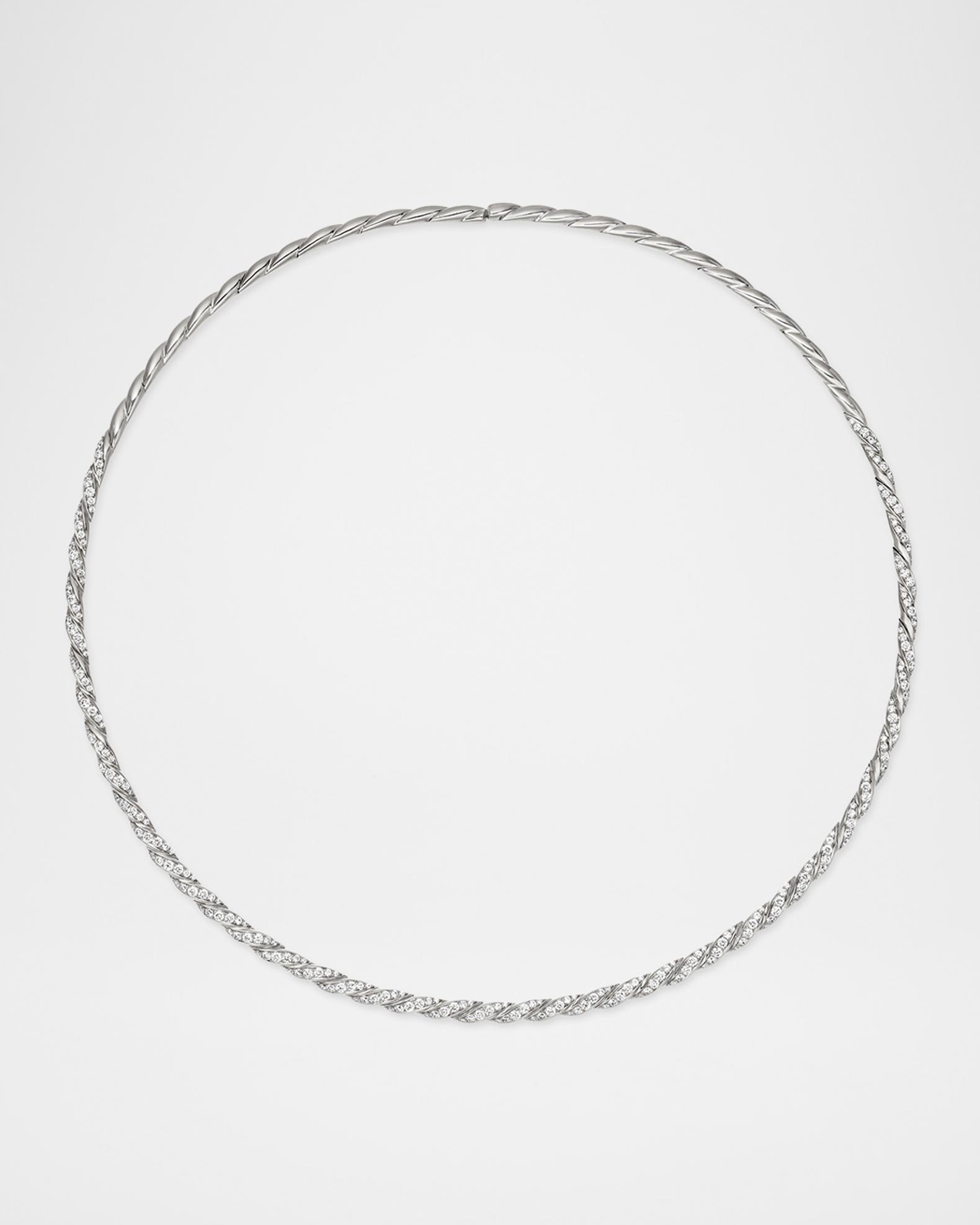 David Yurman Sculpted Cable Flex Necklace in 18K White Gold, 3.7mm