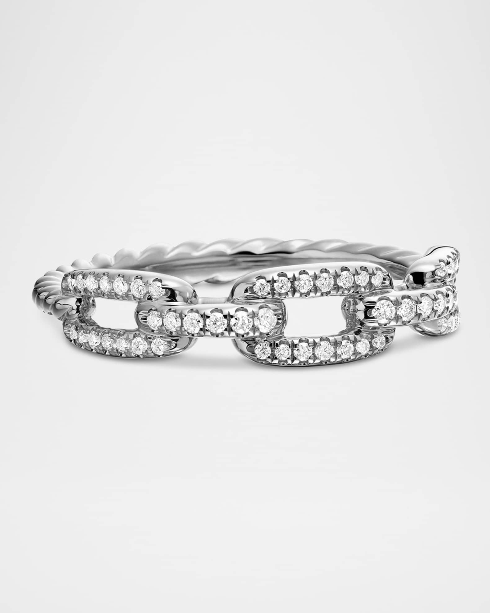 Stax Pave Diamond Chain Link Ring in 18K White Gold 0