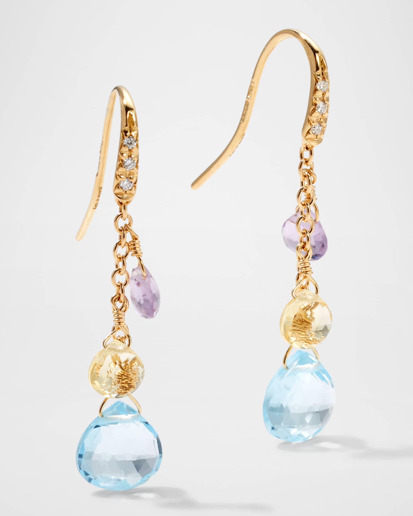 Paradise 18K Yellow Gold Mixed Drop Earrings with Diamonds 0