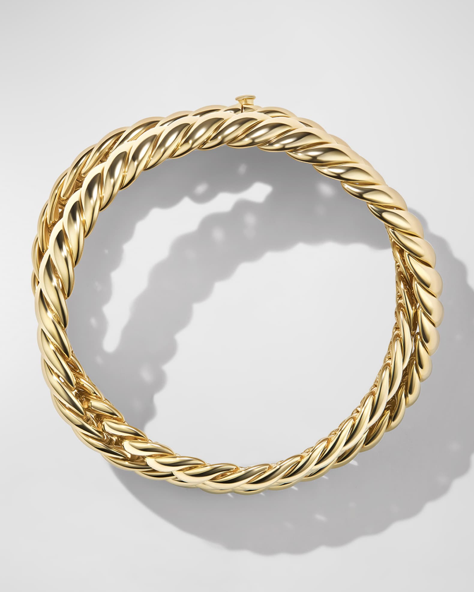 Sculpted Cable 3-Wrap Bracelet in 18K Gold, 8.5mm 1