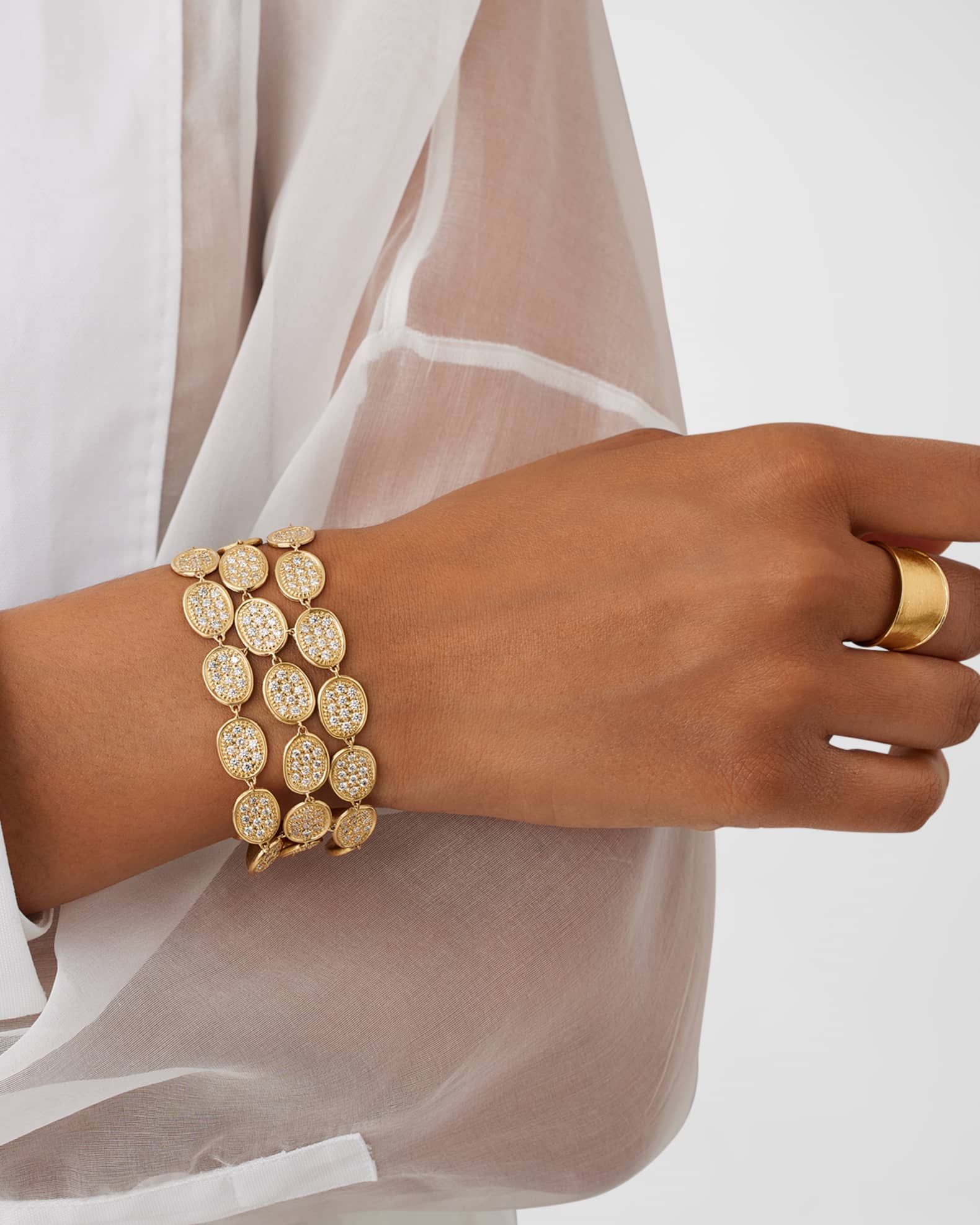 Marco Bicego 18K Yellow Gold Lunaria Alta Three Strand Bracelet Neiman Marcus