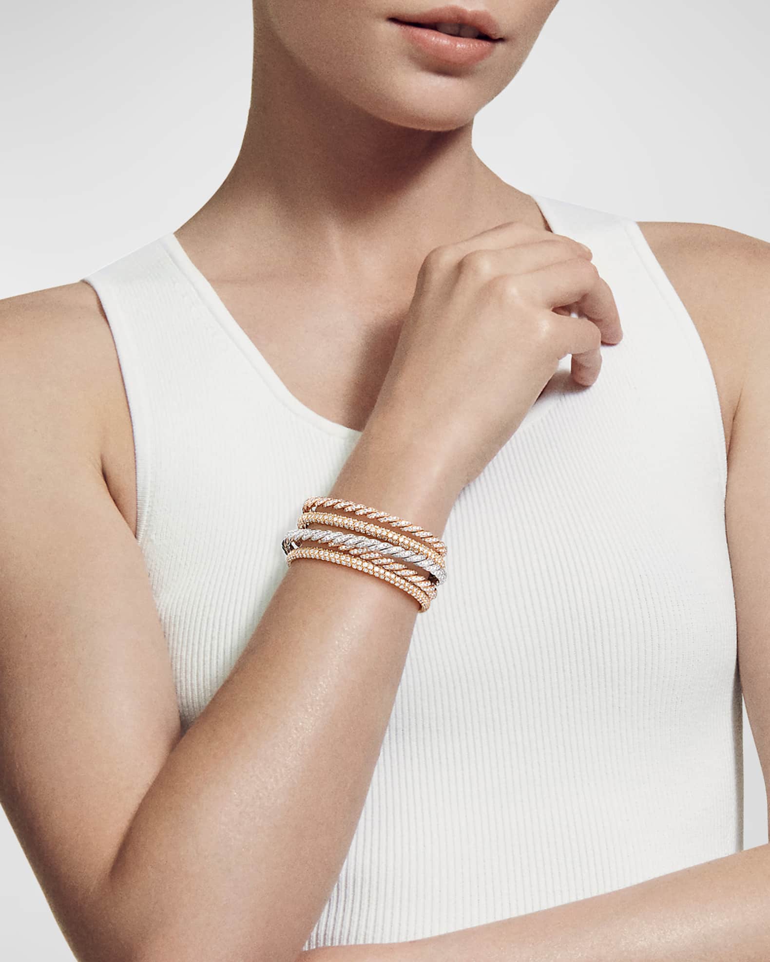 Paveflex Five Row Bracelet with Diamonds in 18K Golds, 73mm, Size M 1