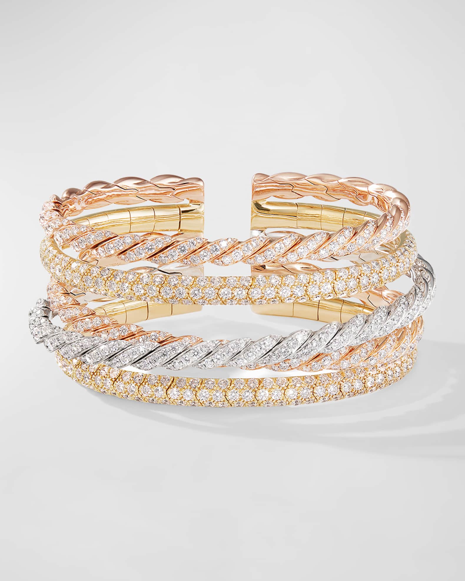 Paveflex Five Row Bracelet with Diamonds in 18K Golds, 73mm, Size M 0