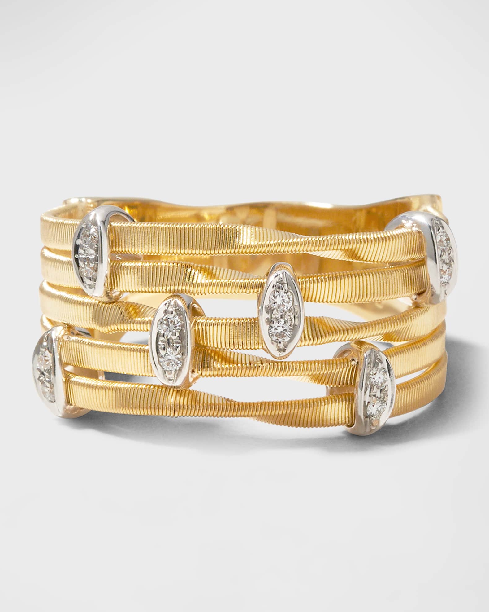 Marrakech Onde 18k 5-Strand Diamond Ring, Size 7 0