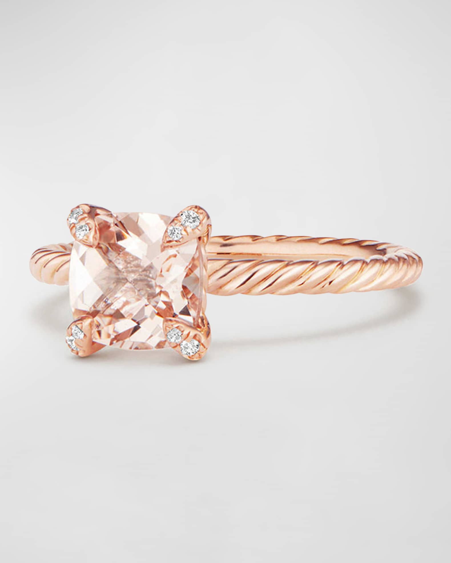 Chatelaine 7mm Rose Gold  Ring with Morganite & Diamonds 0