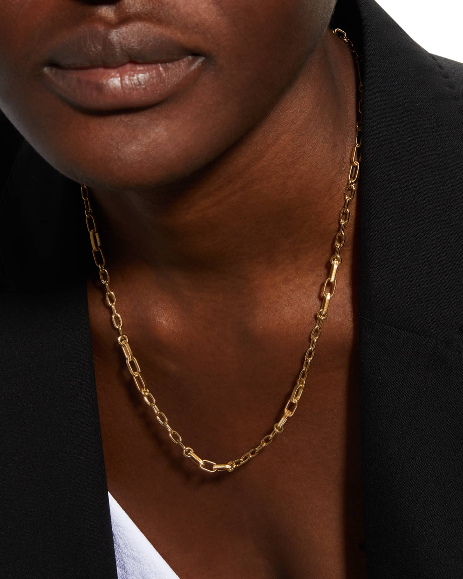 Unisex 18K Mixed Coiled Open Chain Link Necklace, 21.5" 1