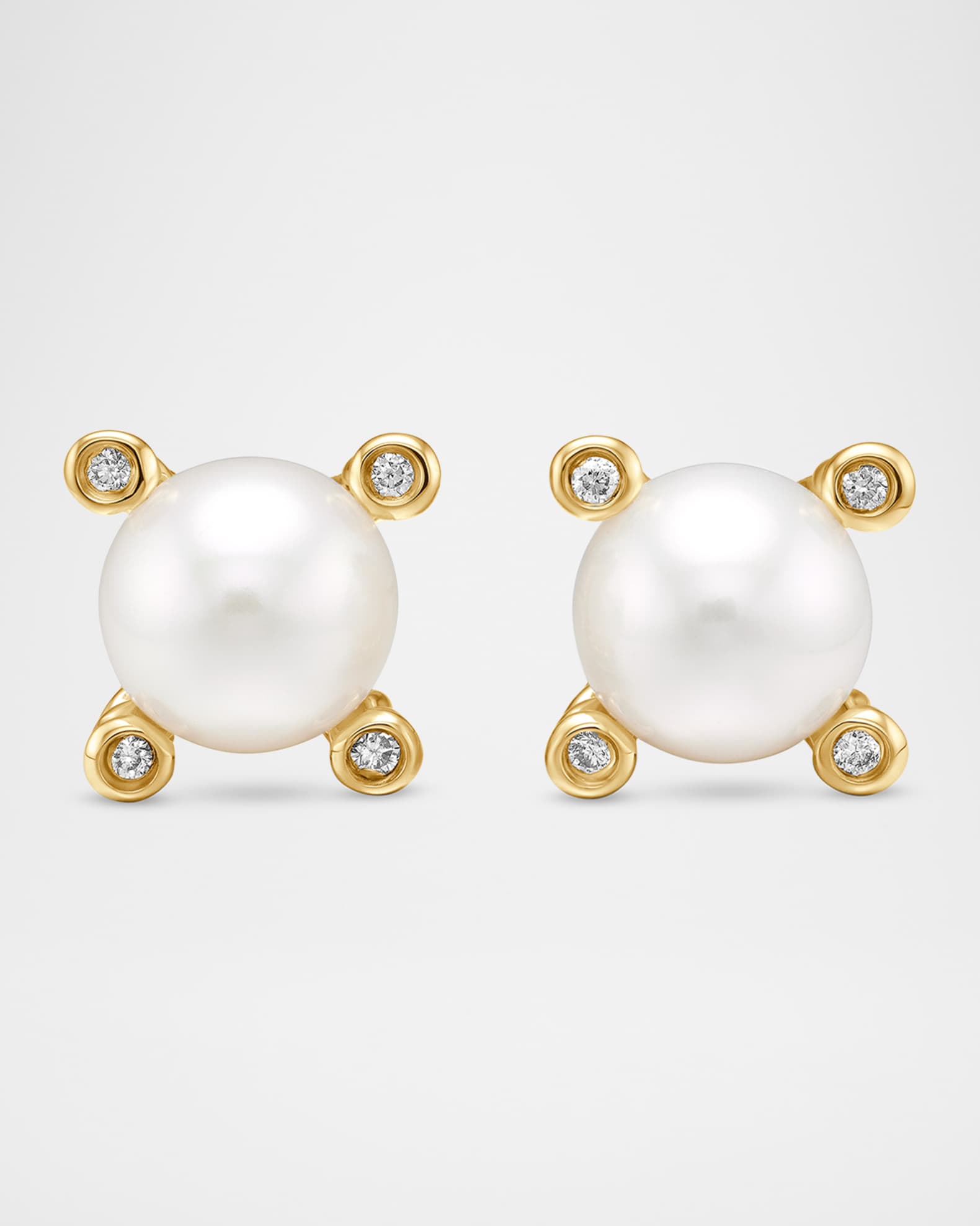 Cable Collectibles Stud Earrings with Diamonds and Pearl in 18K Gold, 7mm 0