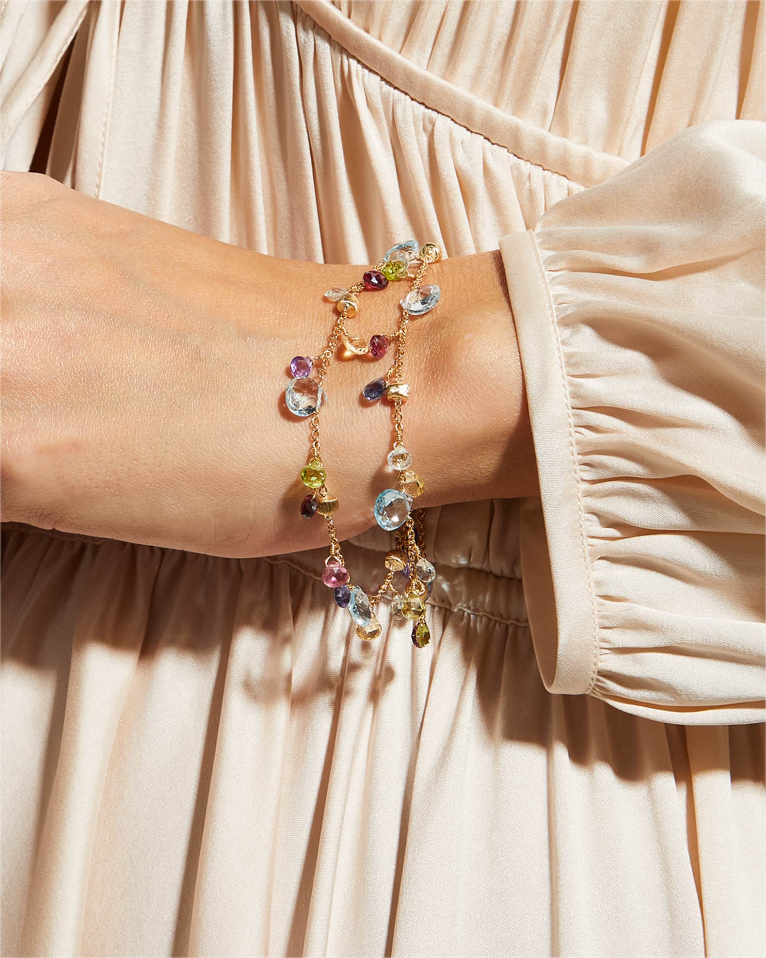 18K Yellow Gold Two-Strand Paradise Bracelet with Mixed Gems 1