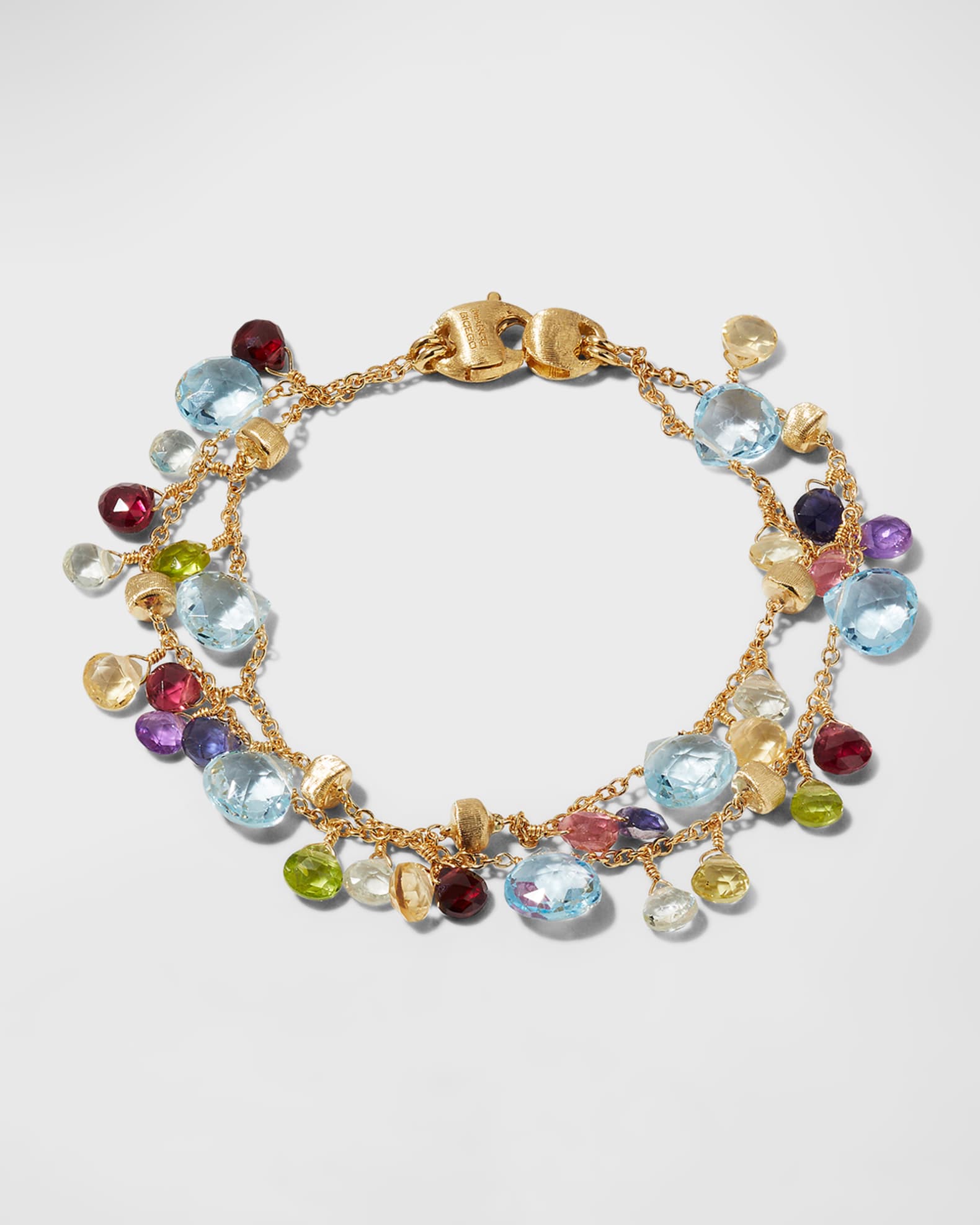 18K Yellow Gold Two-Strand Paradise Bracelet with Mixed Gems 0