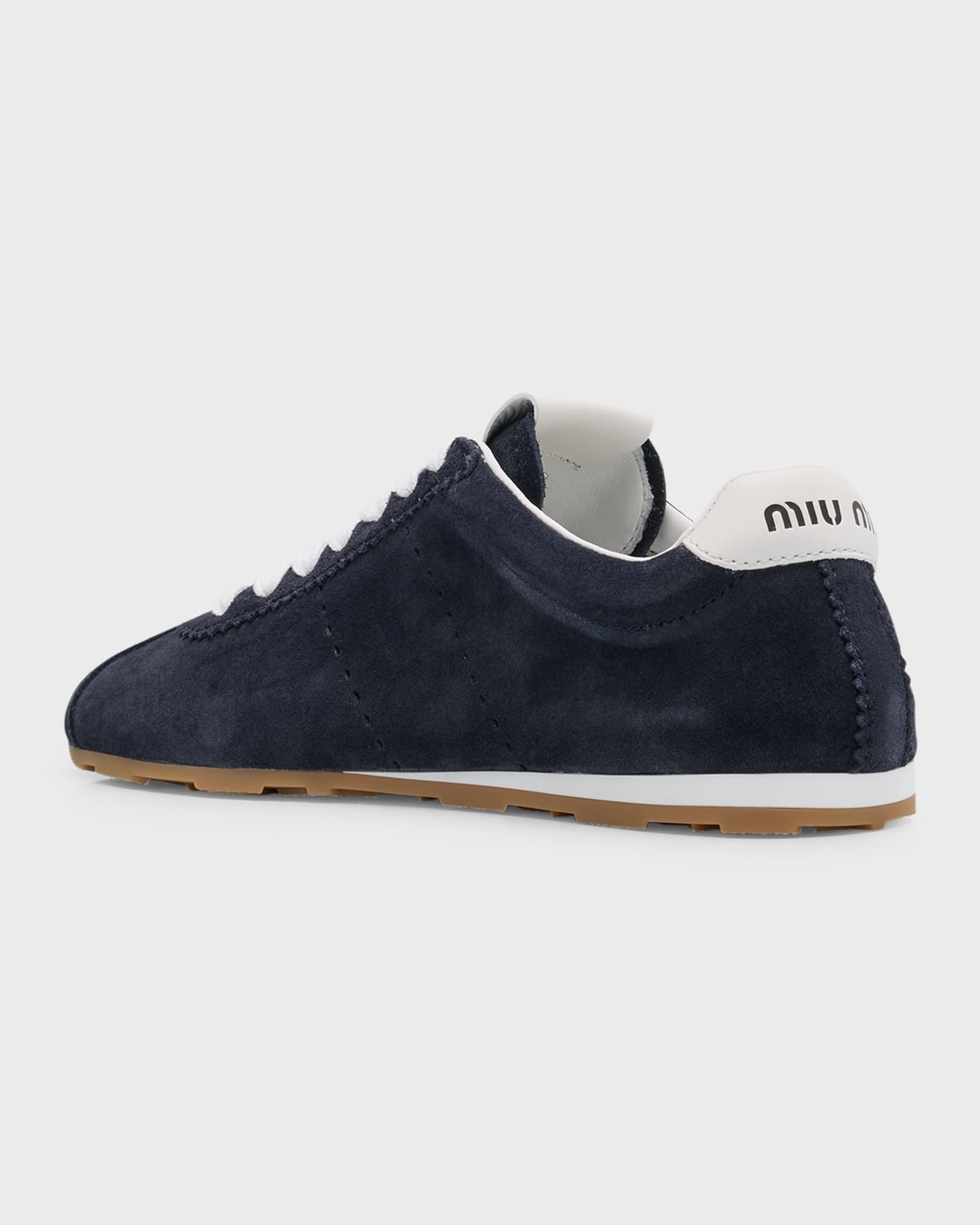 スニーカー MiuMiu | Suede and smooth leather sneakers Miu Miu Low-Top Mesh Suede Sneakers - Bergdorf Goodman