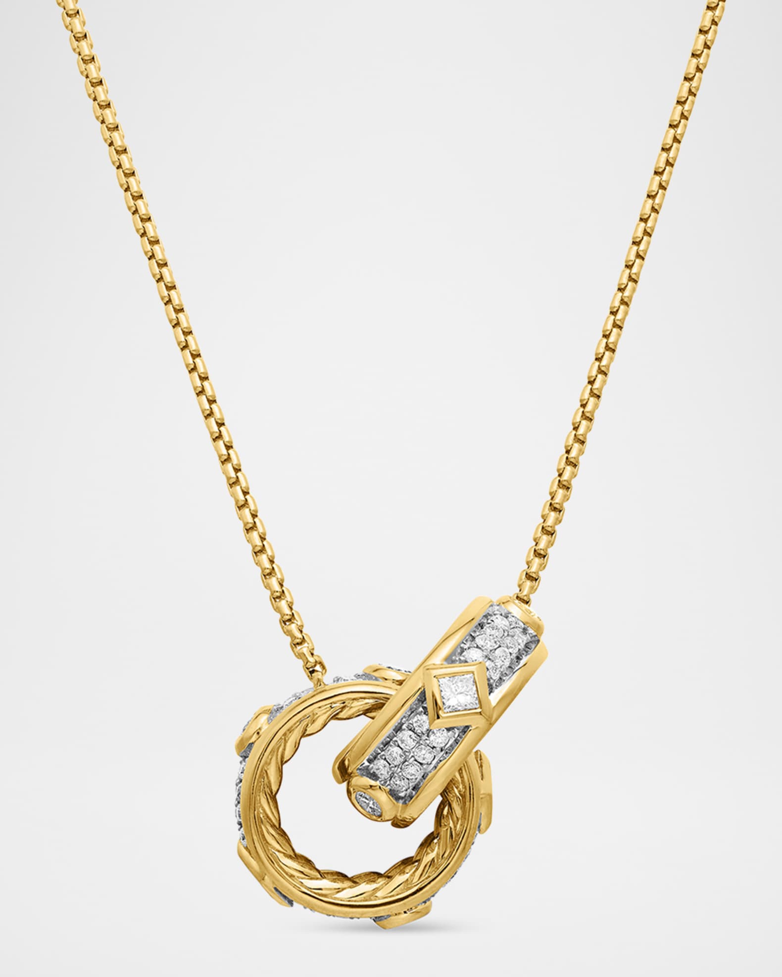 10mm Full Pave Mod Renaissance Pendant Necklace with Diamonds and Gold 0