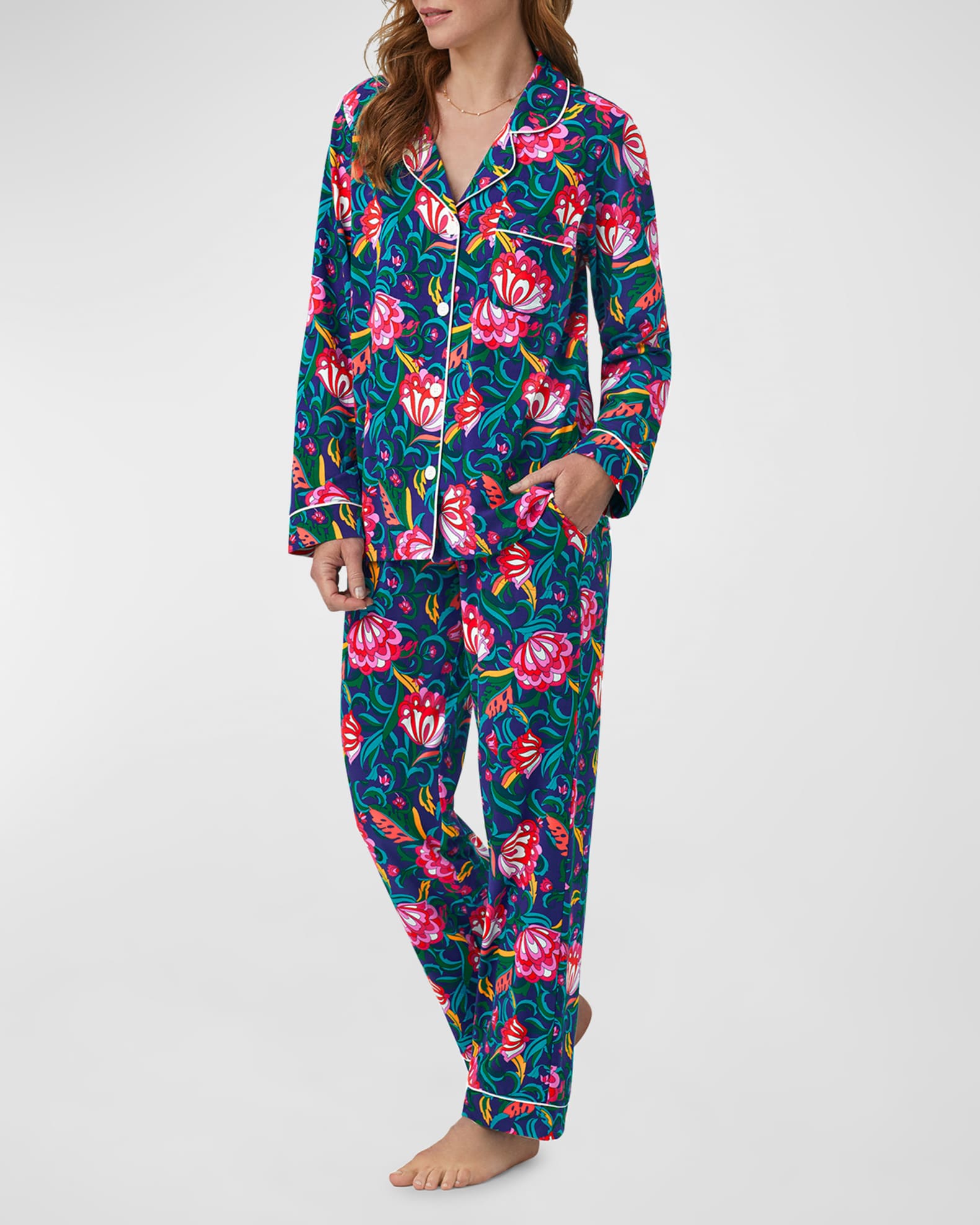 Floral-Print Organic Cotton Jersey Pajama Set 1