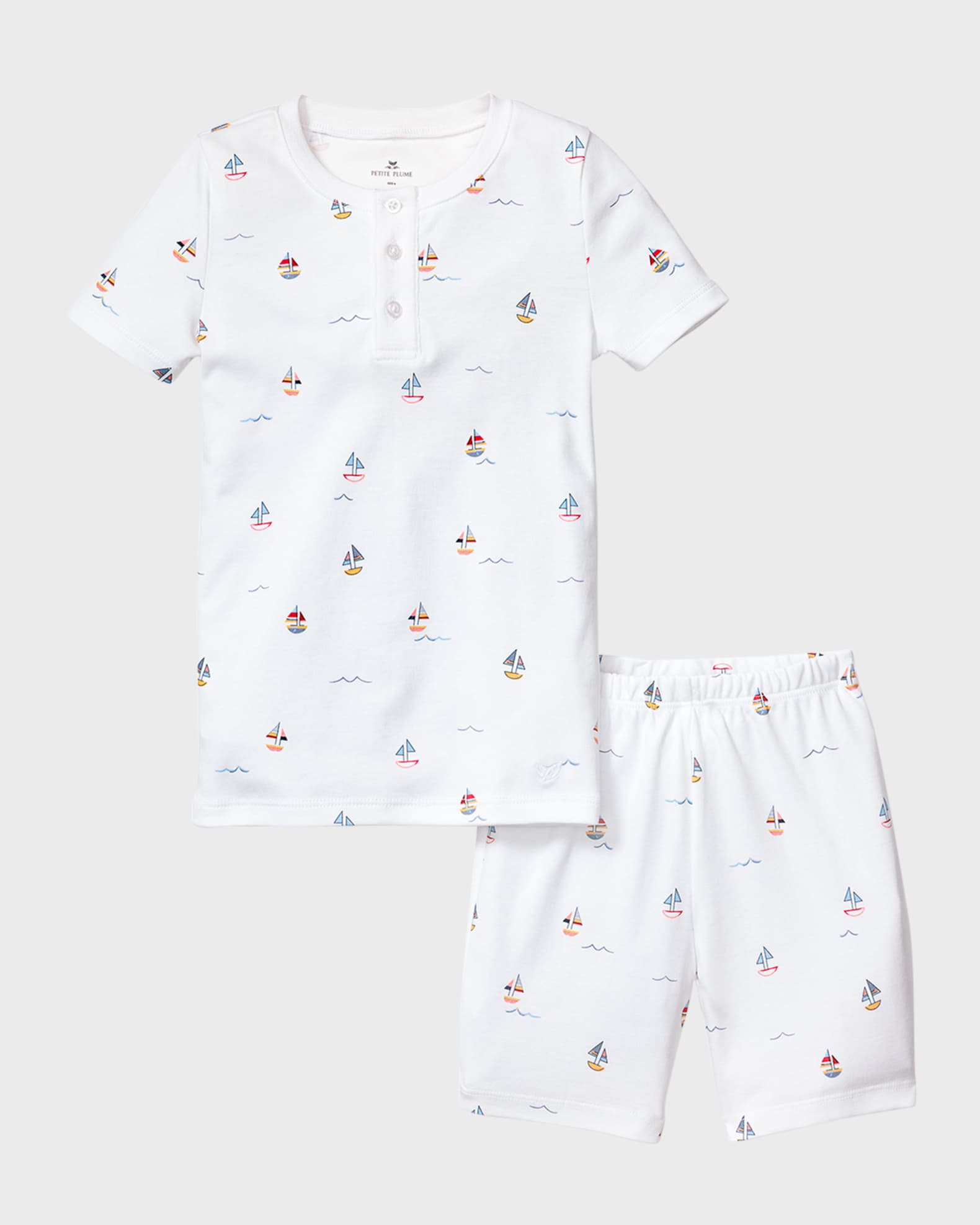Petite Plume Kid's Pima Cotton Snug Fit Pajama Short Set, Size 7-14
