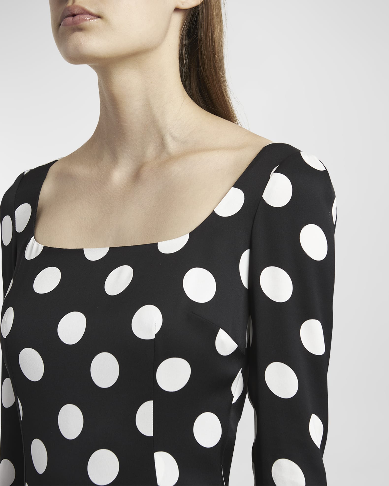 Dolce & Gabbana Beige Polka Dotted Cotton A-Line Dress