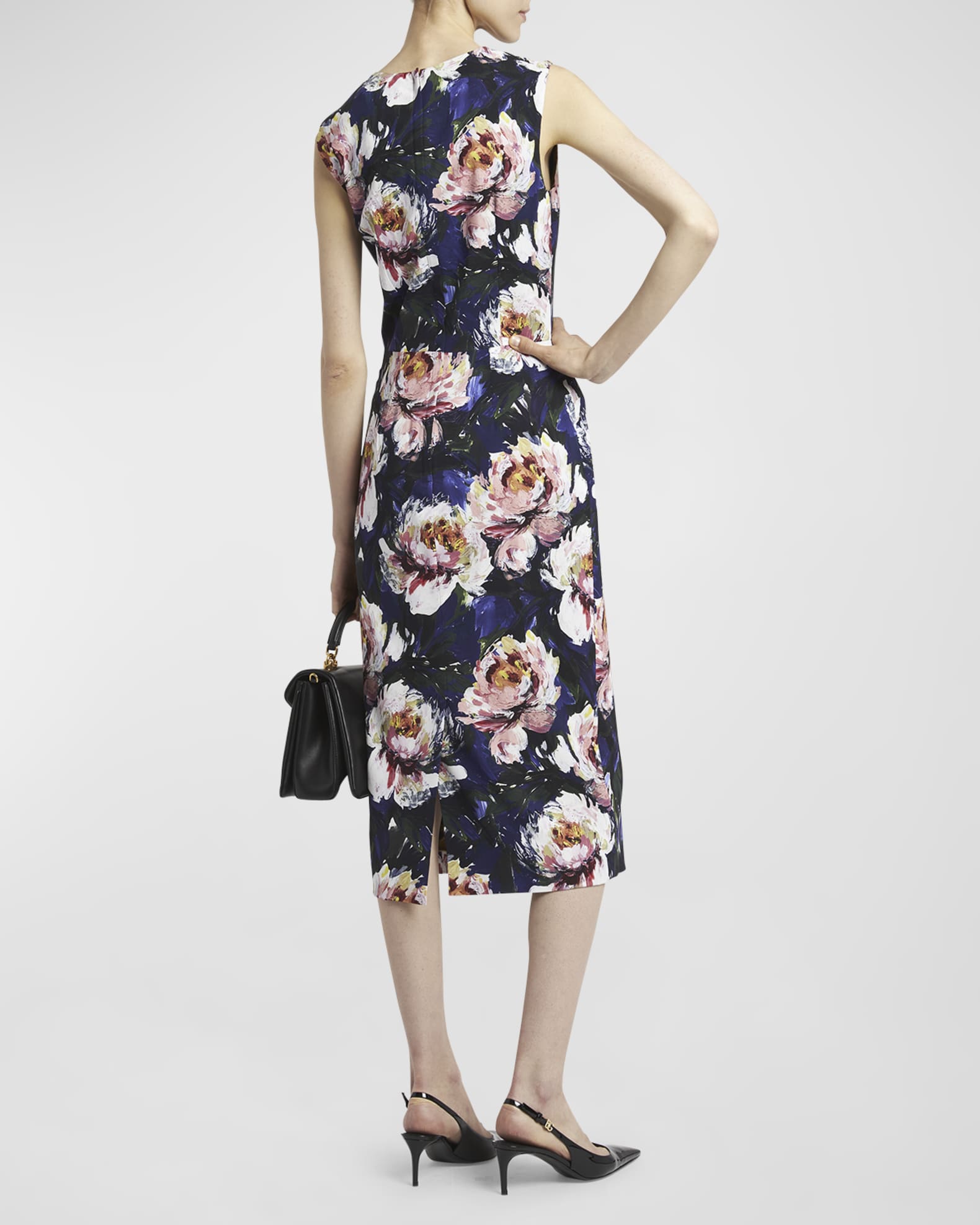 Dolce&Gabbana Cady Floral Print Sheath Dress | Neiman Marcus