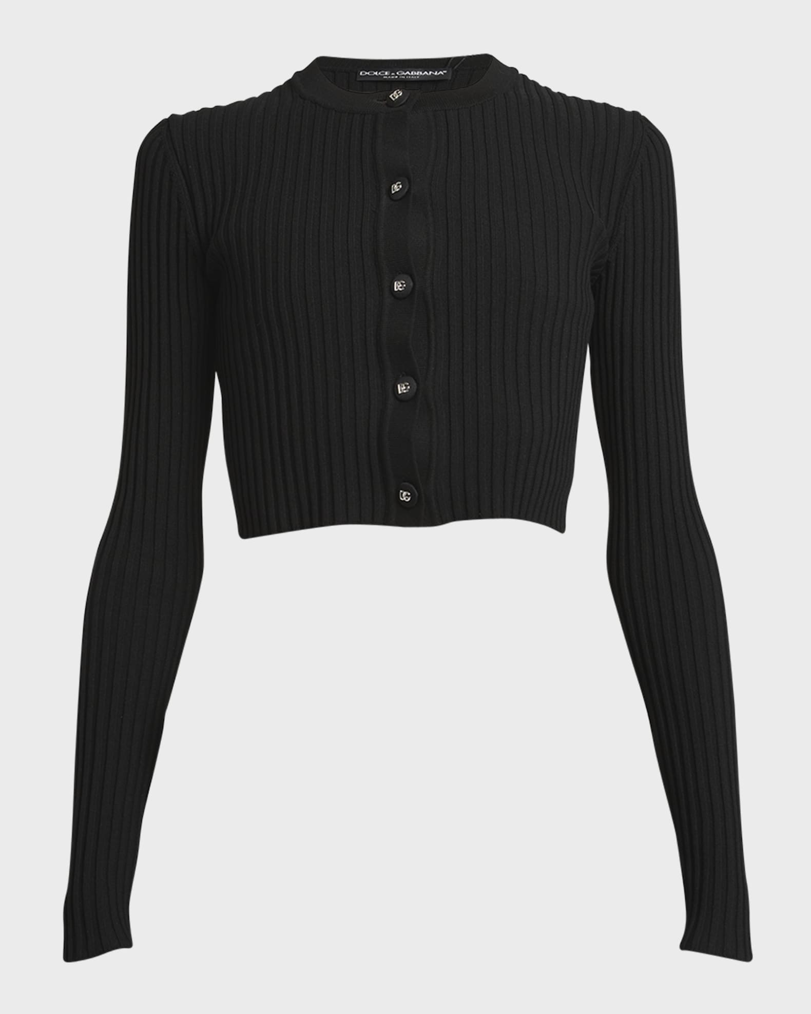 Dolce&Gabbana Ribbed Crop Button-Front Cardigan
