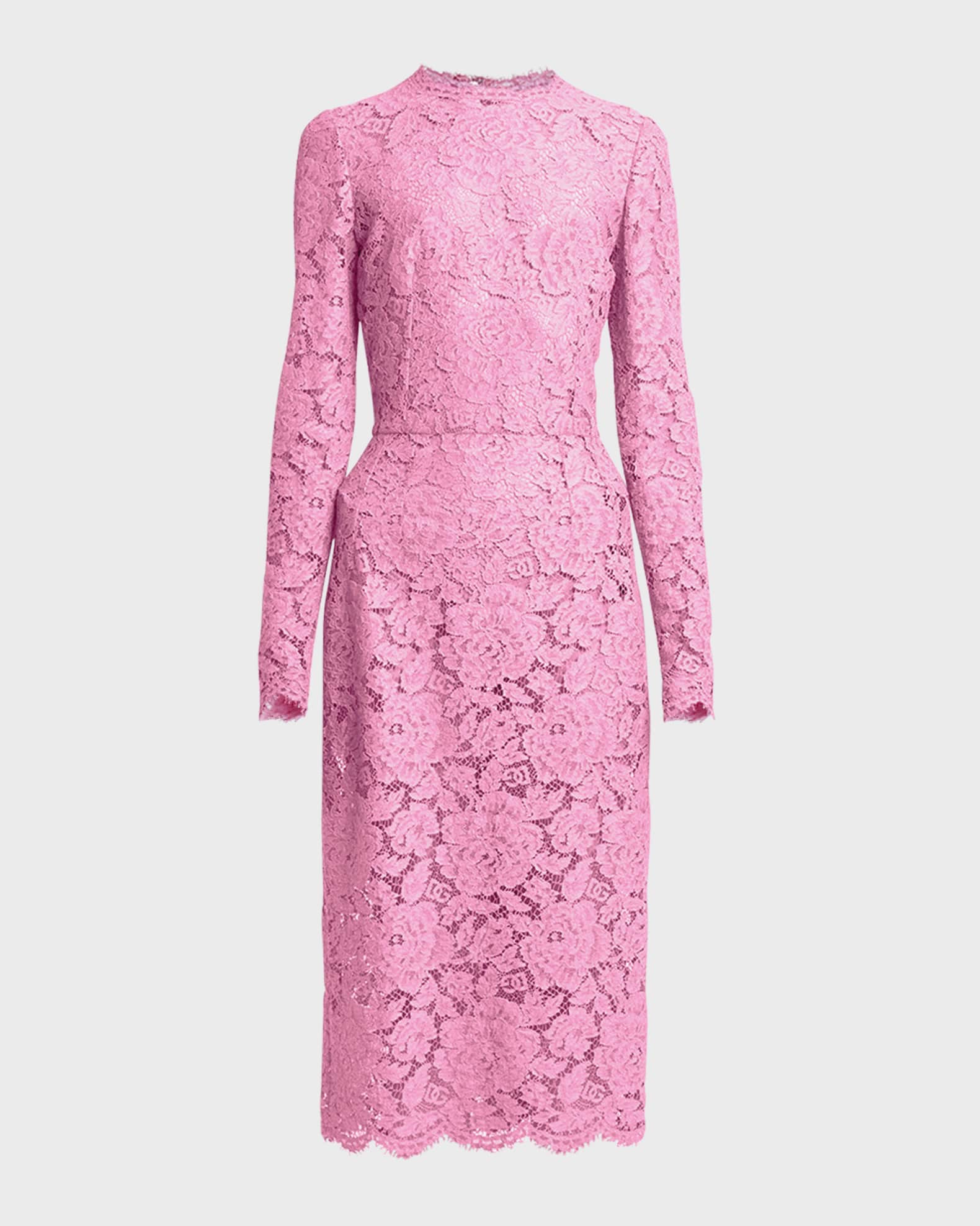 Dolce&Gabbana Floral Lace Long-Sleeve Midi Dress