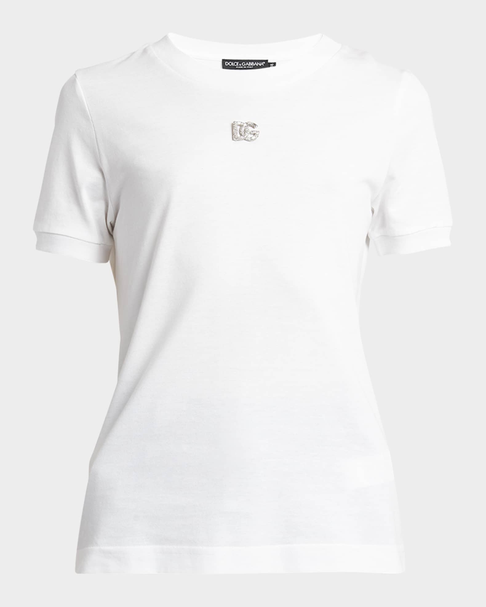 Cotton T-Shirt with Strass Crystal Logo 0