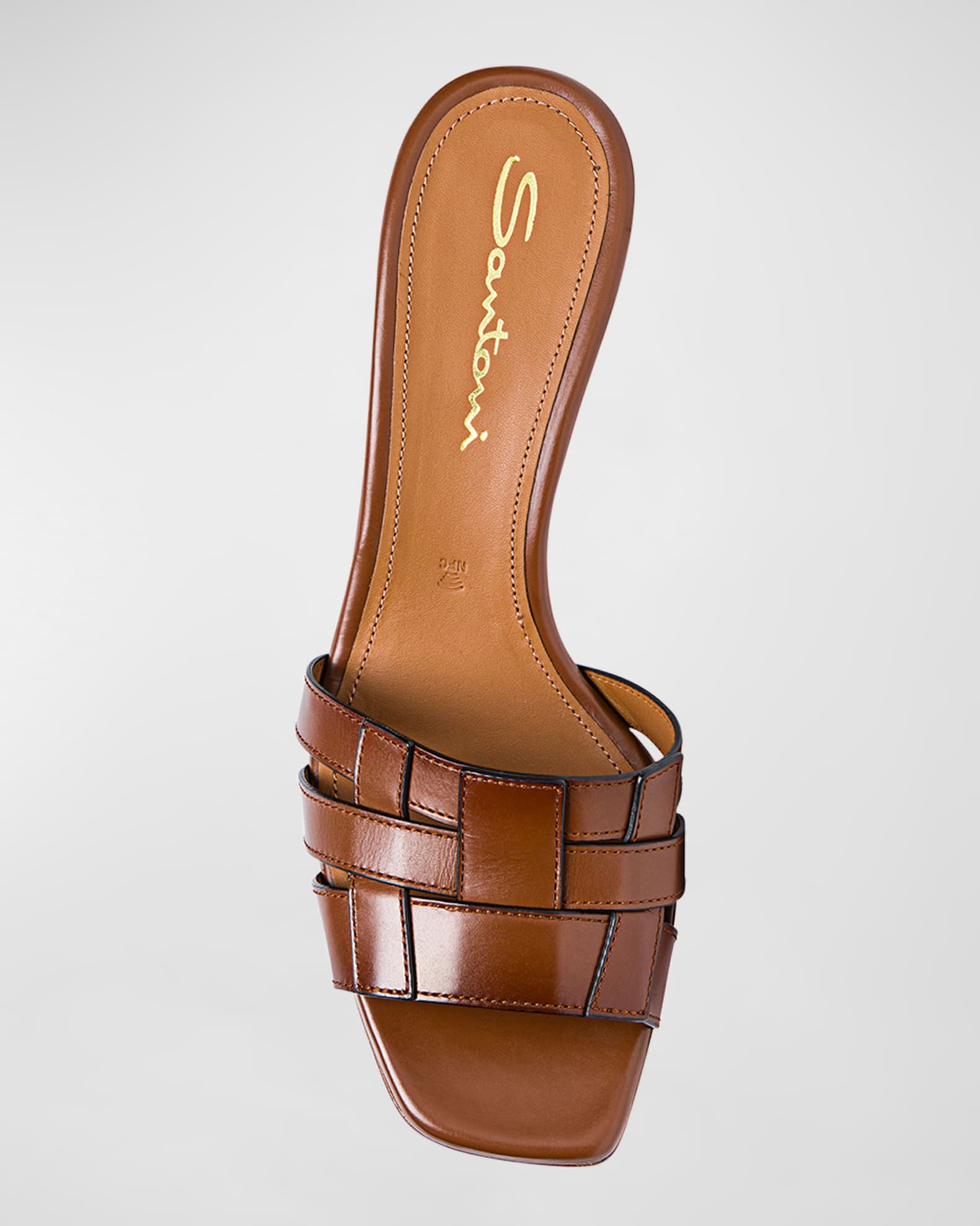 Santoni interwoven-design leather slides - Brown