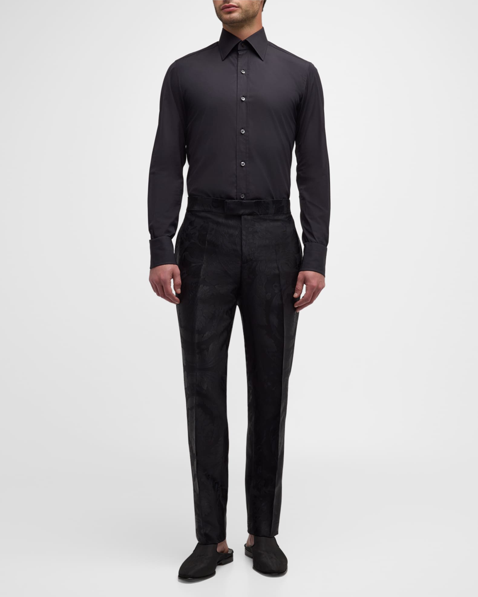 Versace Men's Barocco Silhouette Jacquard Pants | Neiman Marcus