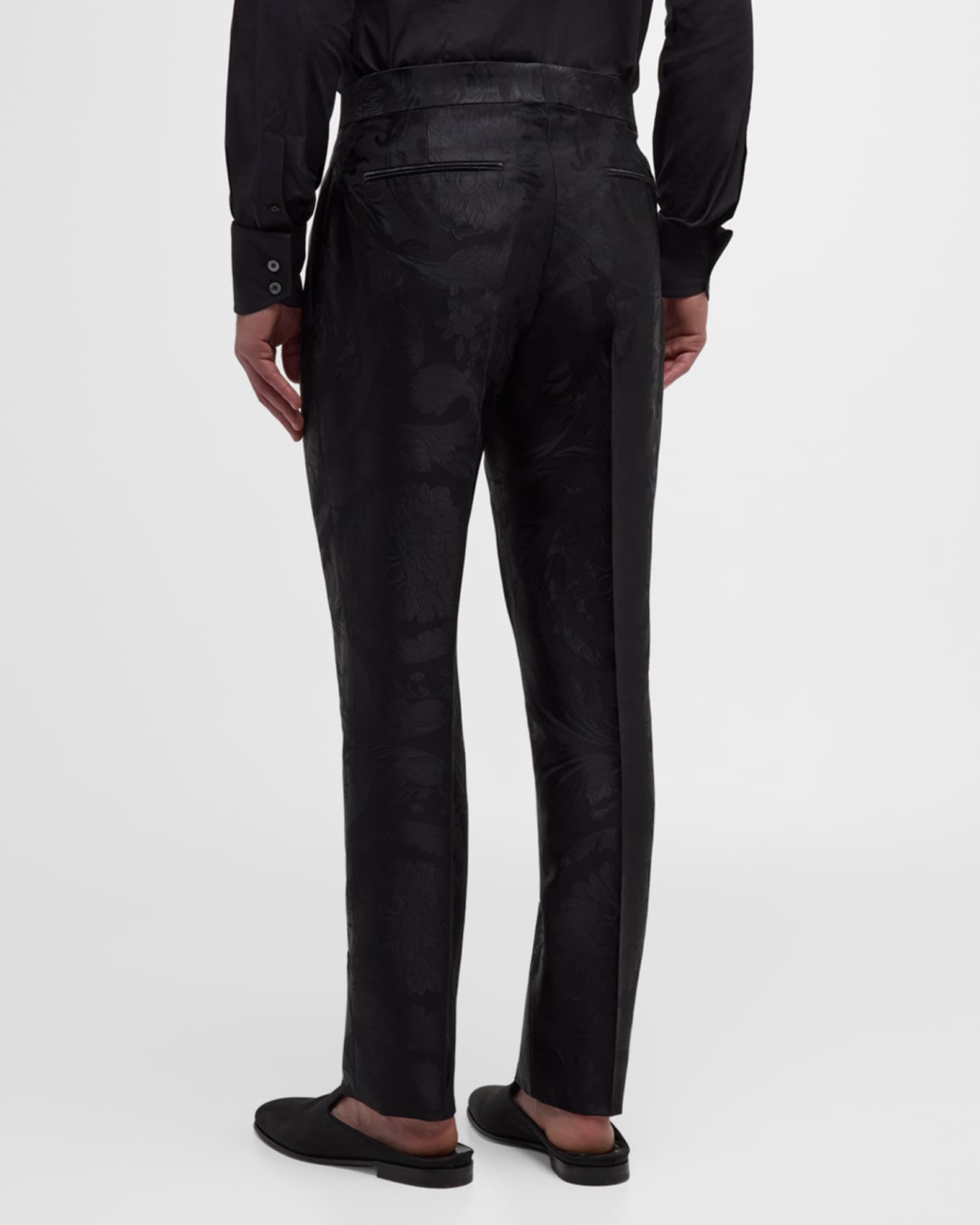 Versace Men's Barocco Silhouette Jacquard Pants | Neiman Marcus