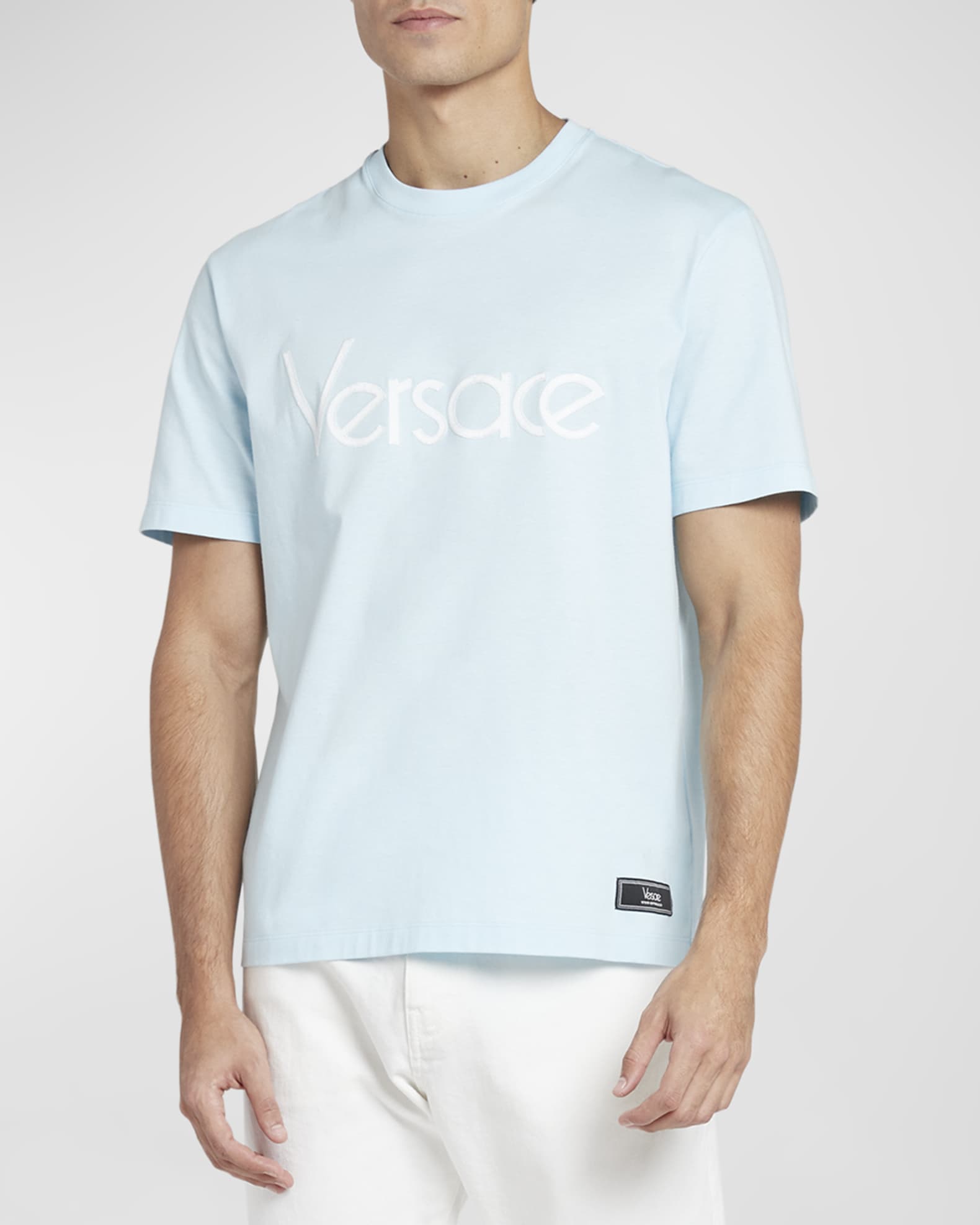Versace Tribute Logo T Shirt Pale Blue