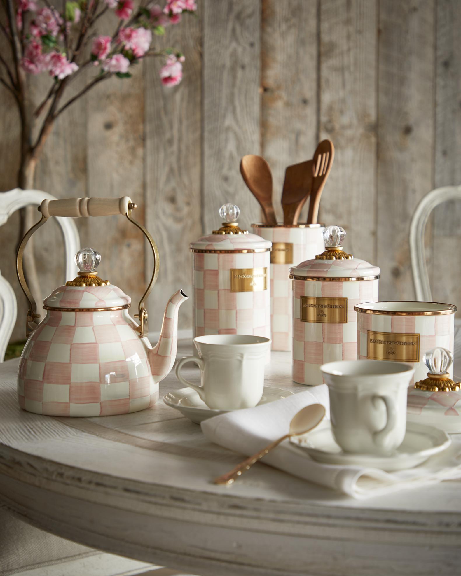 MacKenzie-Childs Rosy Check Enamel Canister, Small | Neiman Marcus