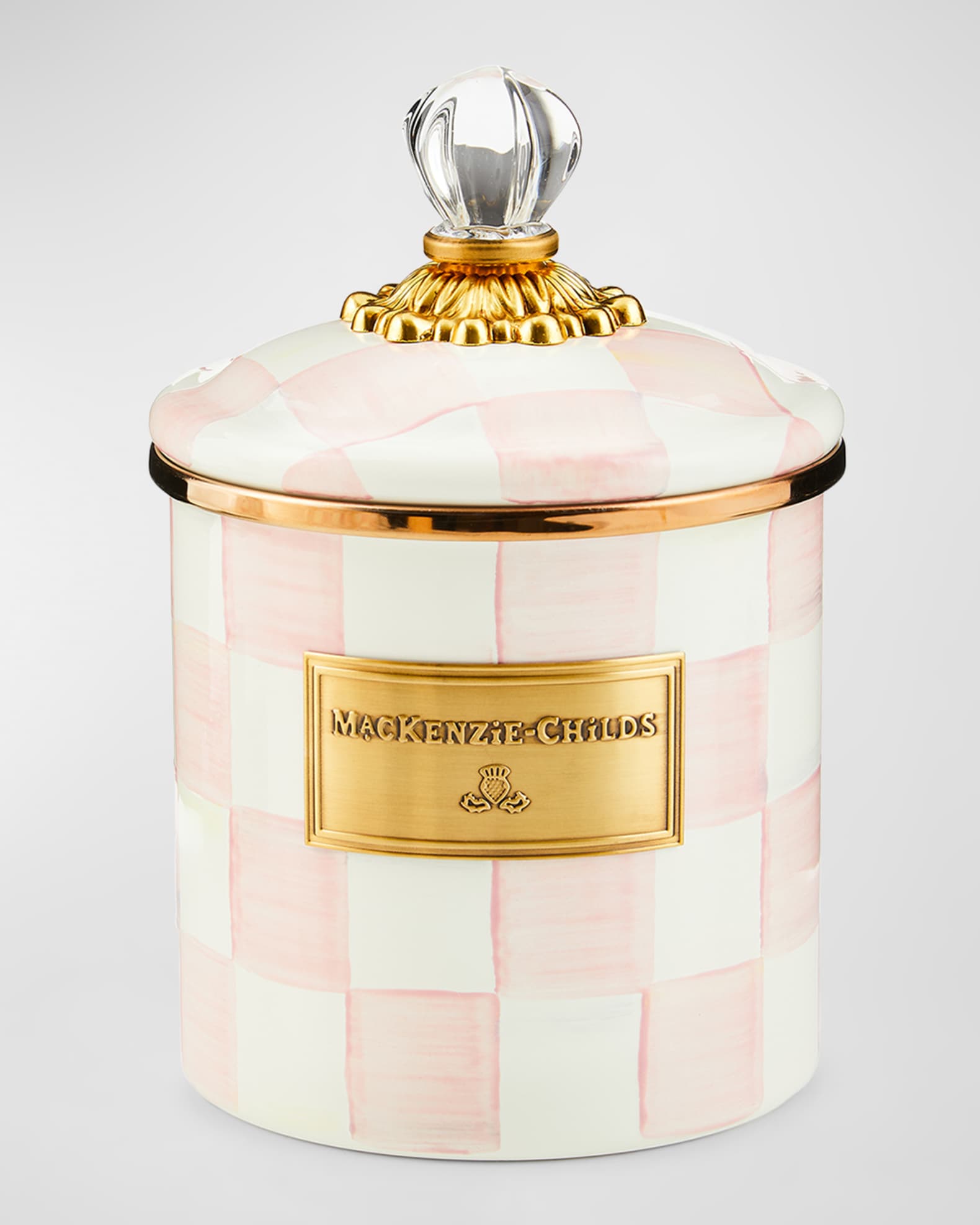 MacKenzie-Childs Rosy Check Enamel Canister, Small | Neiman Marcus