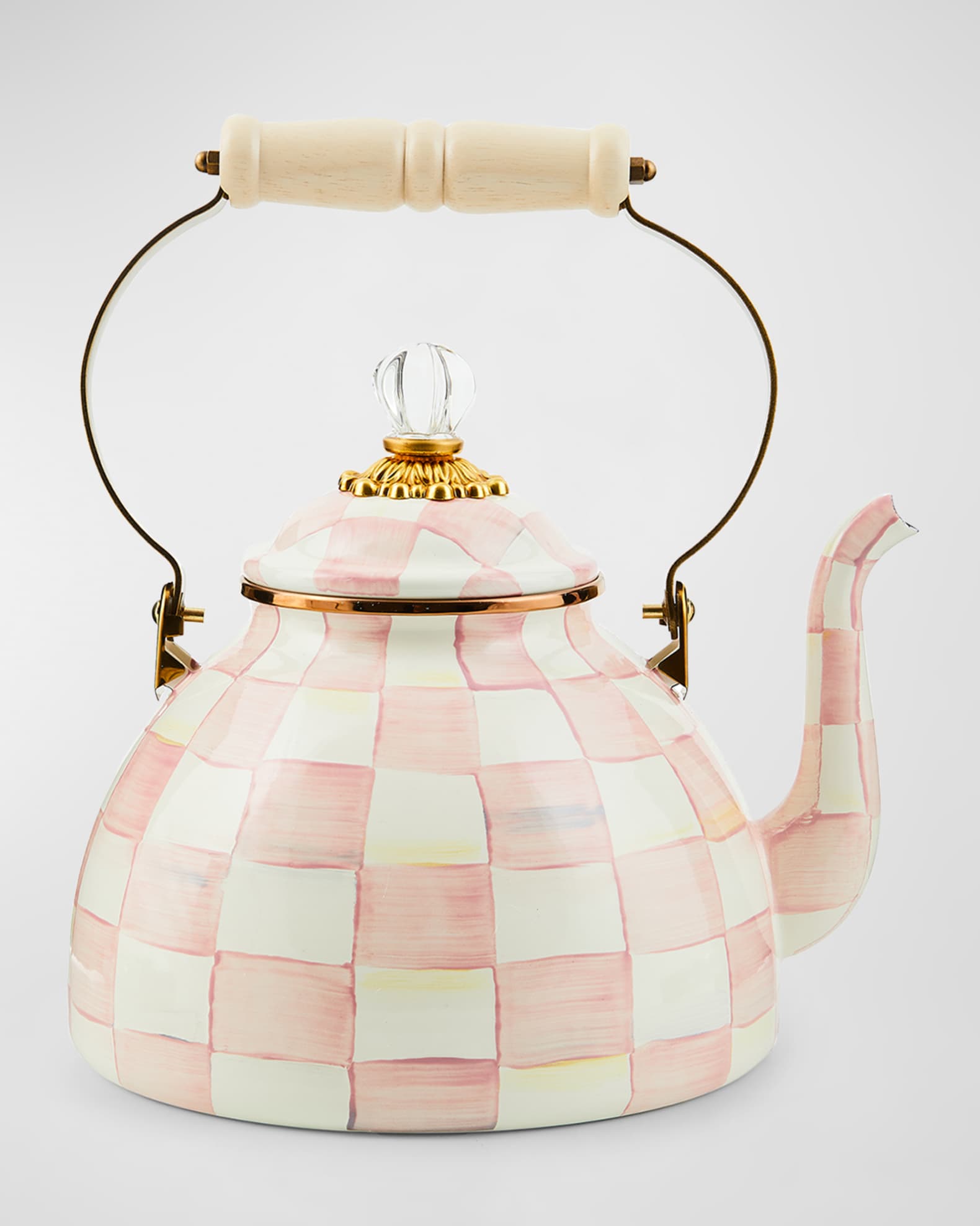 Rosy Check Enamel Tea Kettle, 3qt. 0