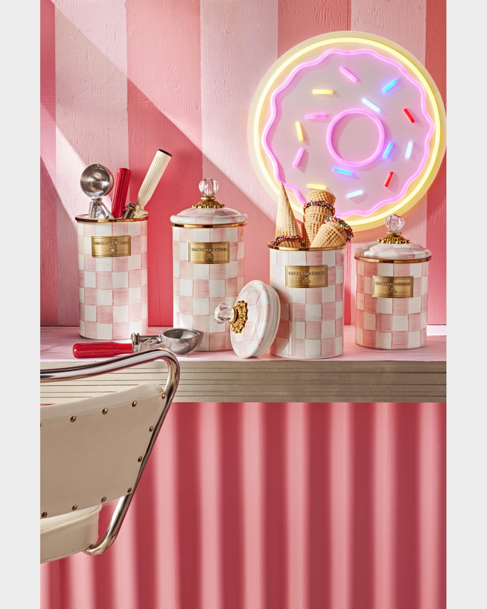 Rosy Check Enamel Canister Collection | Neiman Marcus