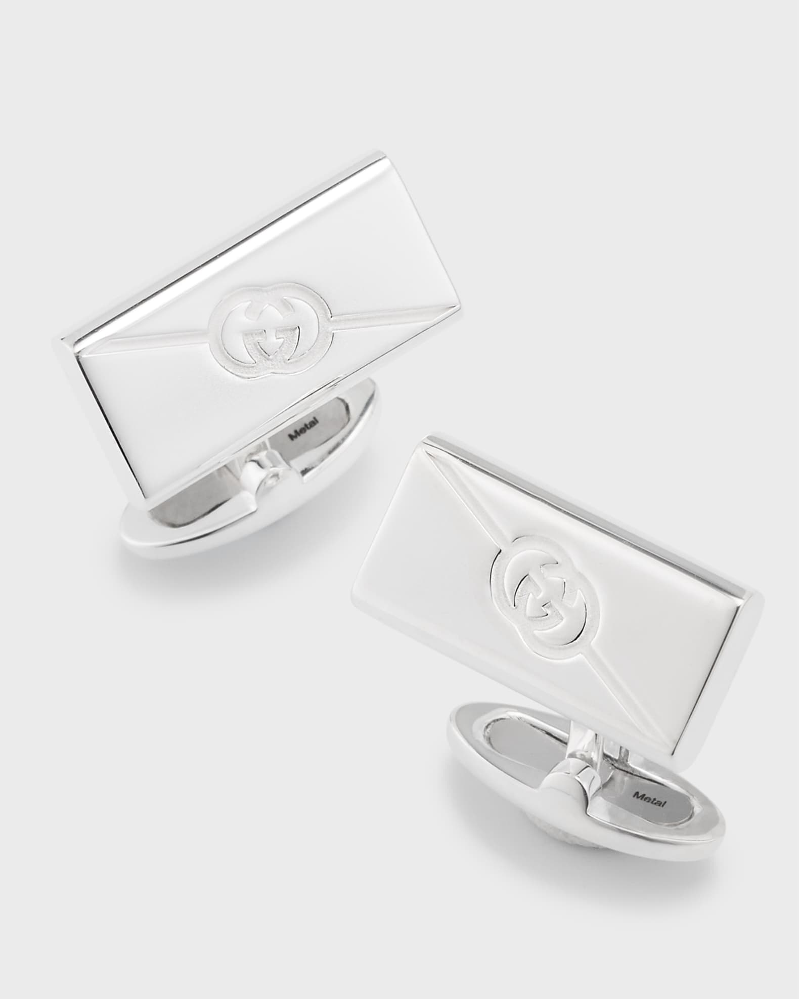 Men's Gucci Tag Cufflinks, Silver 0